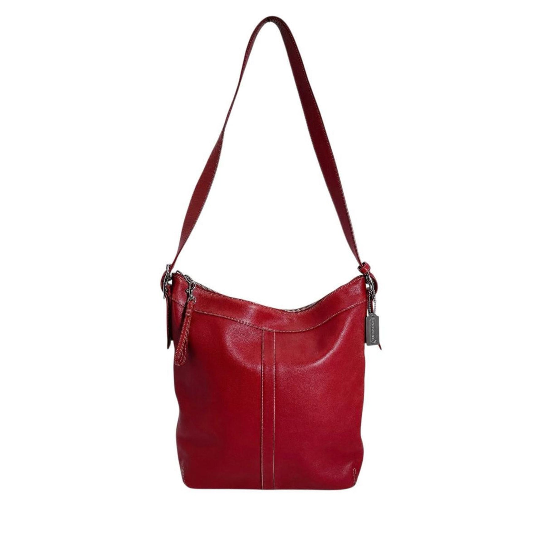 Coach 9177 Shoulder Bag, Tote Tassel, Crossbody, Leather, Red