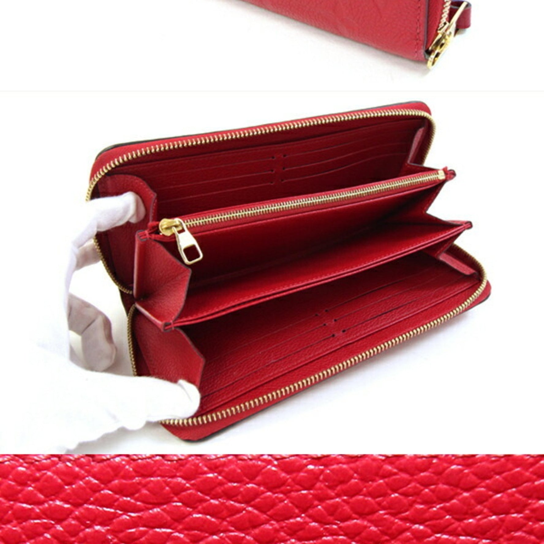 Louis Vuitton Round Long Wallet Monogram Empreinte Zippy Scarlet Red Zip