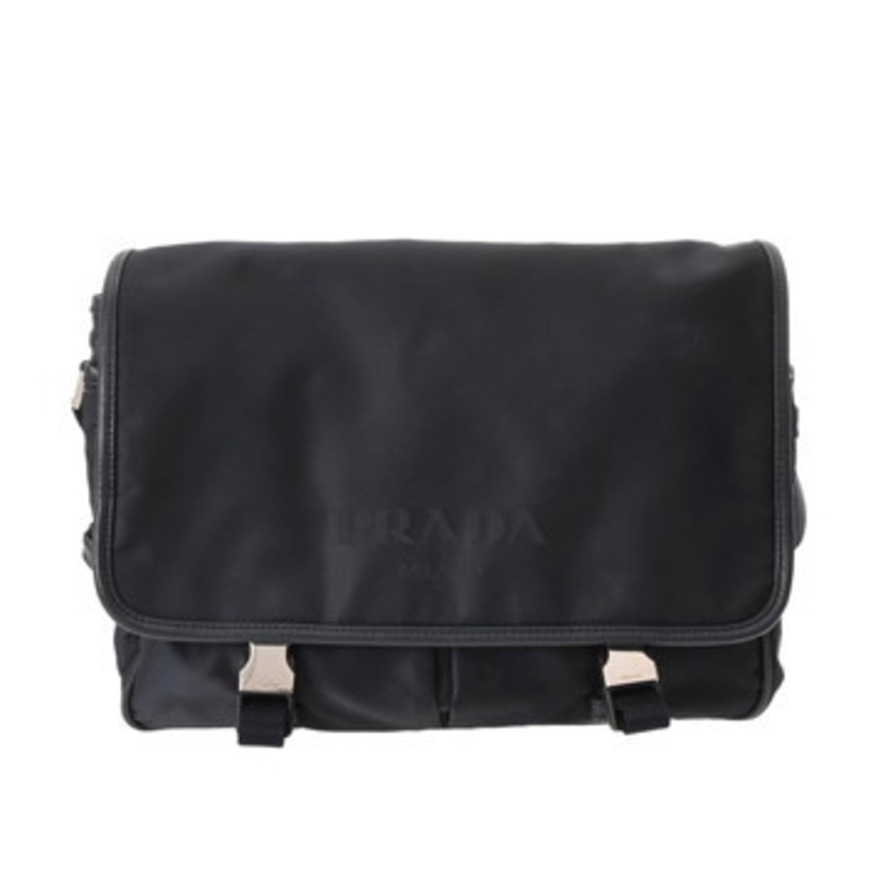 PRADA Logo Flap Bag Unisex Nylon Shoulder AB Rank Pre-owned Ginzo