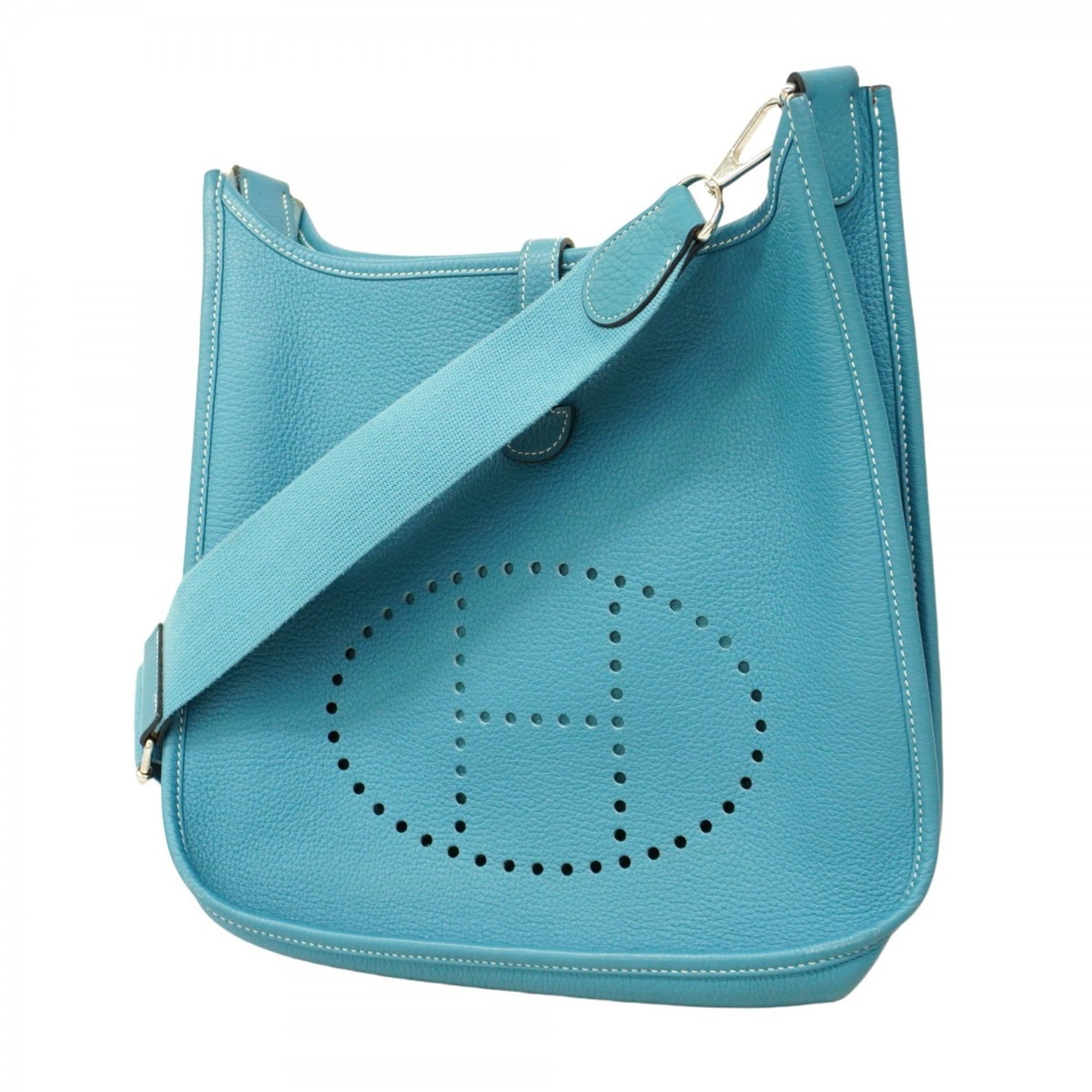 Hermes Hermès Evelyn 3PM Shoulder Bag in Taurillon Clemence Blue Jean with JO Stamp for Women