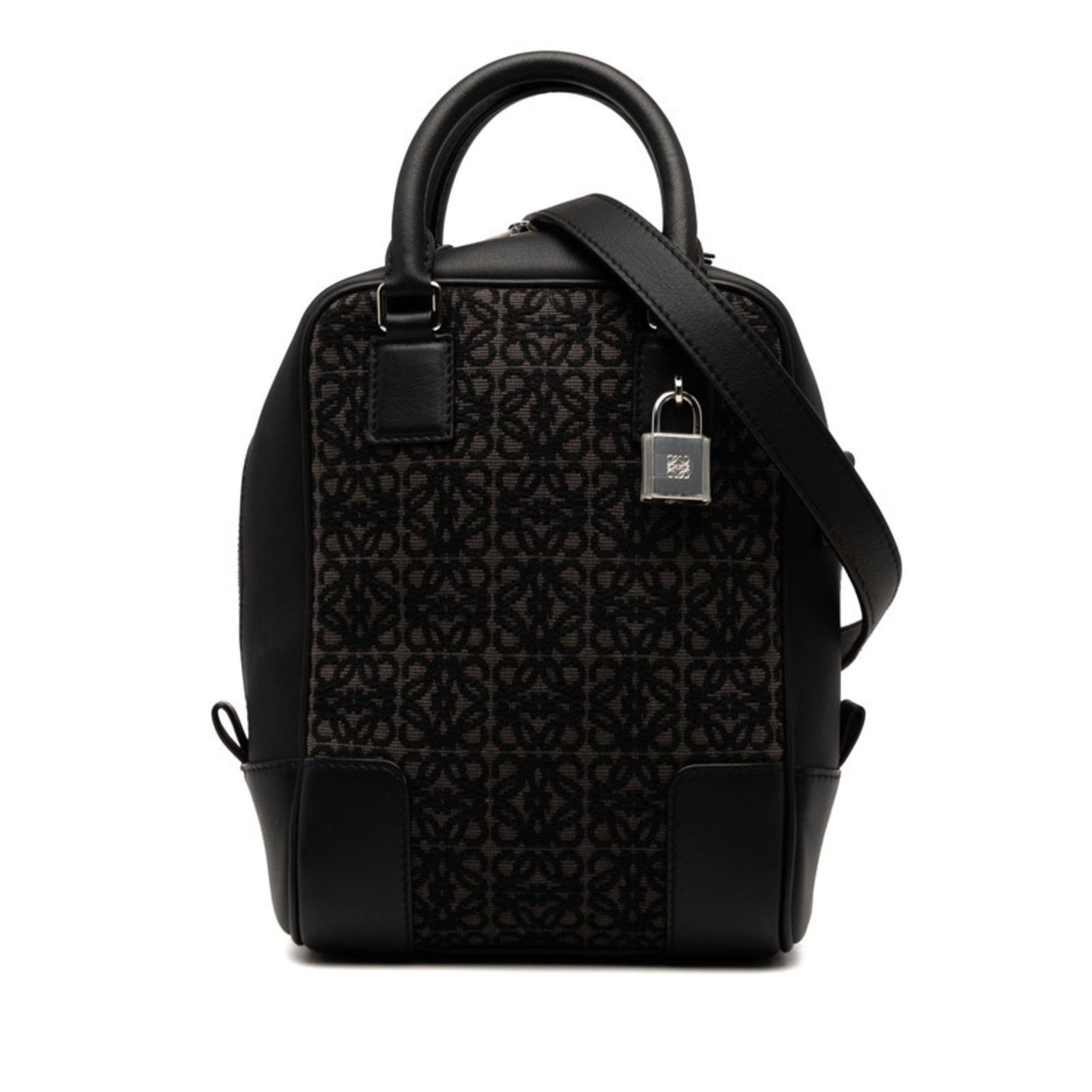 LOEWE Anagram Amazona 15 Handbag/Shoulder Bag, Black/Grey Canvas/Leather