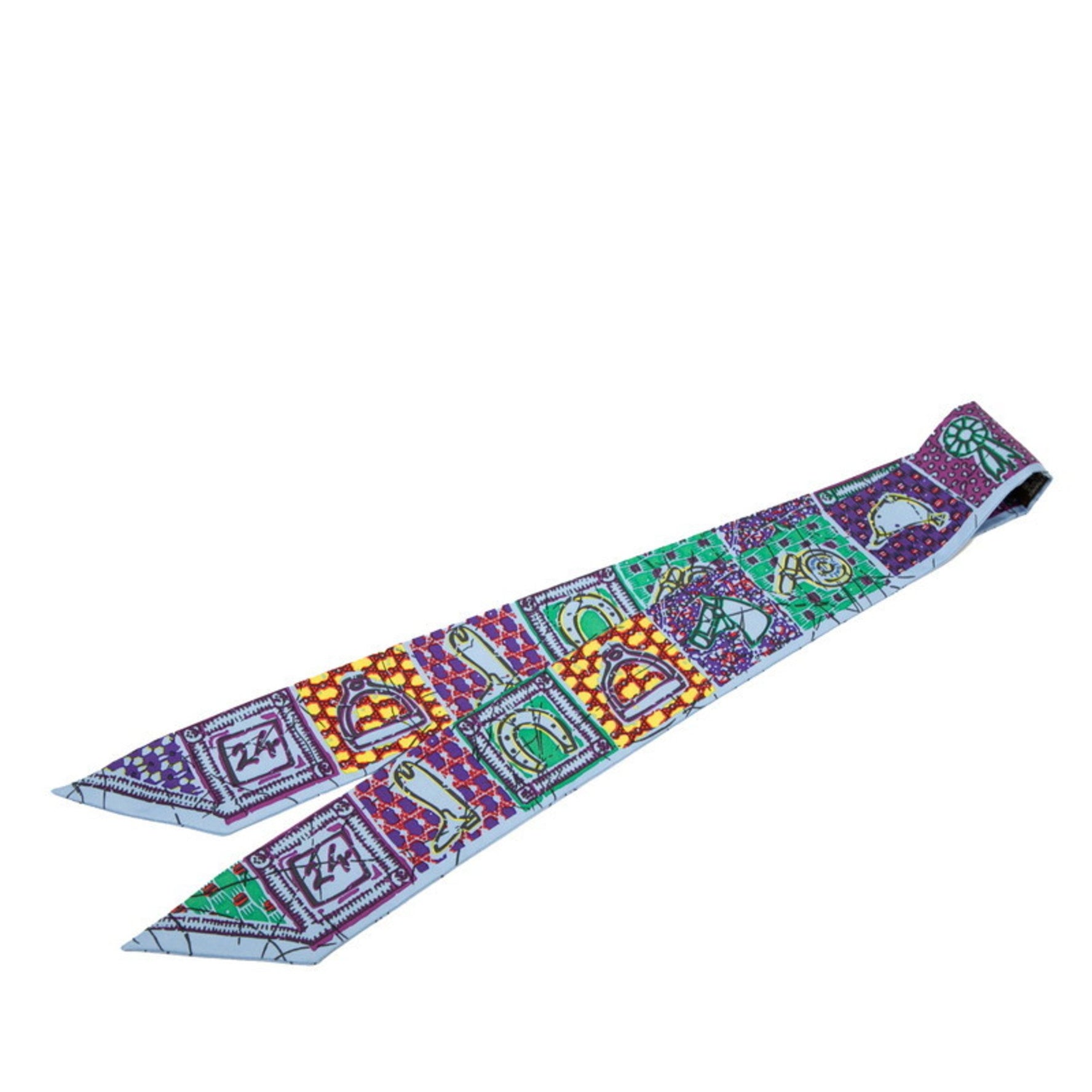Hermes Hermès Twilly Le Boubou H Scarf in Blue, Purple, and Multicolor Silk