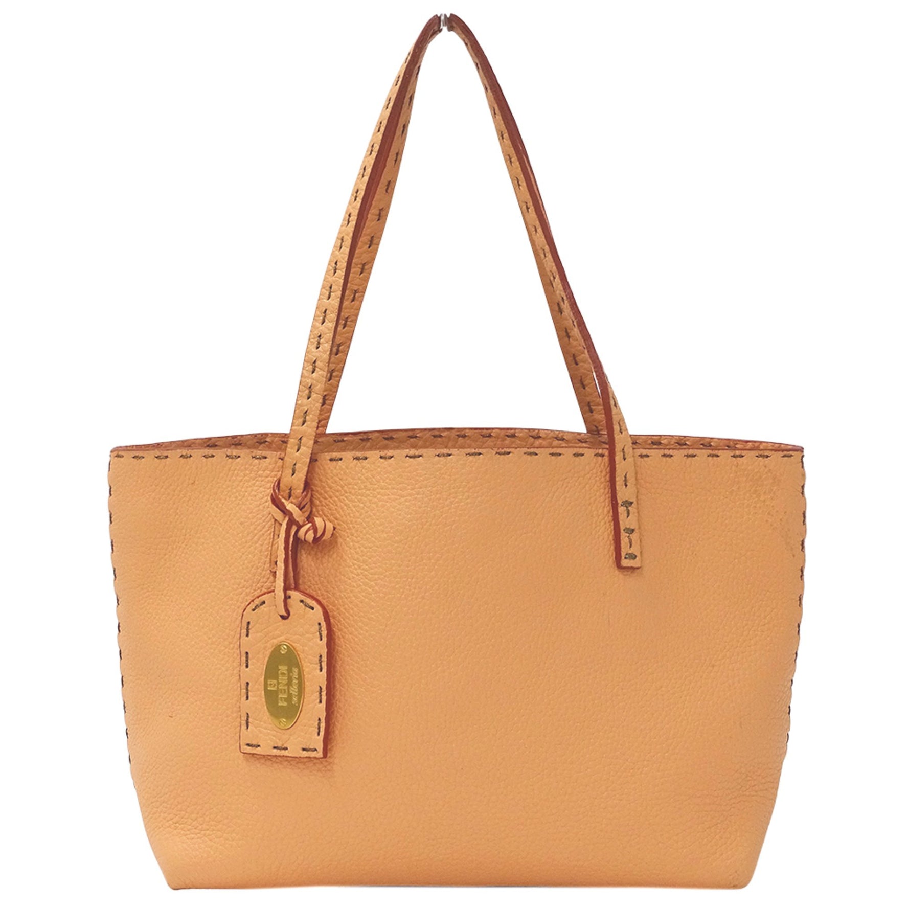 Fendi Selleria Tote Bag in Beige Leather with Pouch