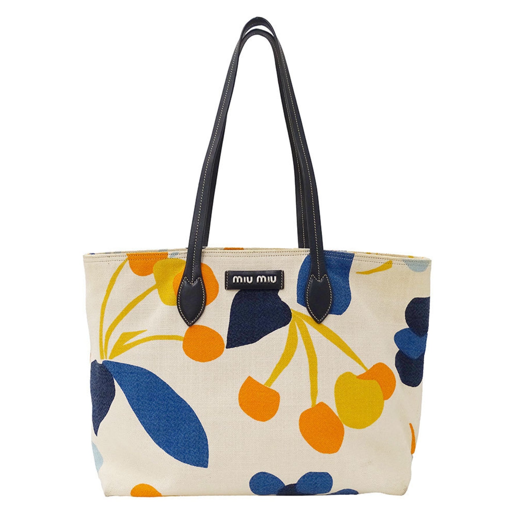 Miu MIUMIU bag ladies brand tote canvas orange multicolor large handbag