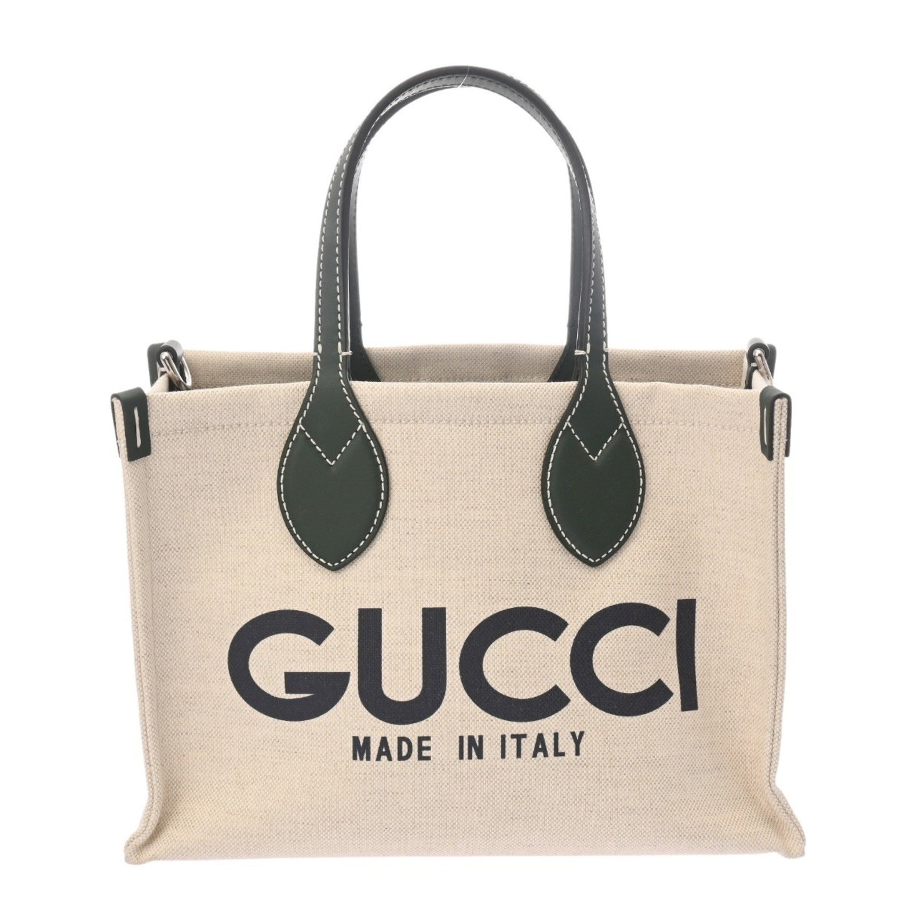 GUCCI Print Small Tote Bag Canvas Leather Handbag