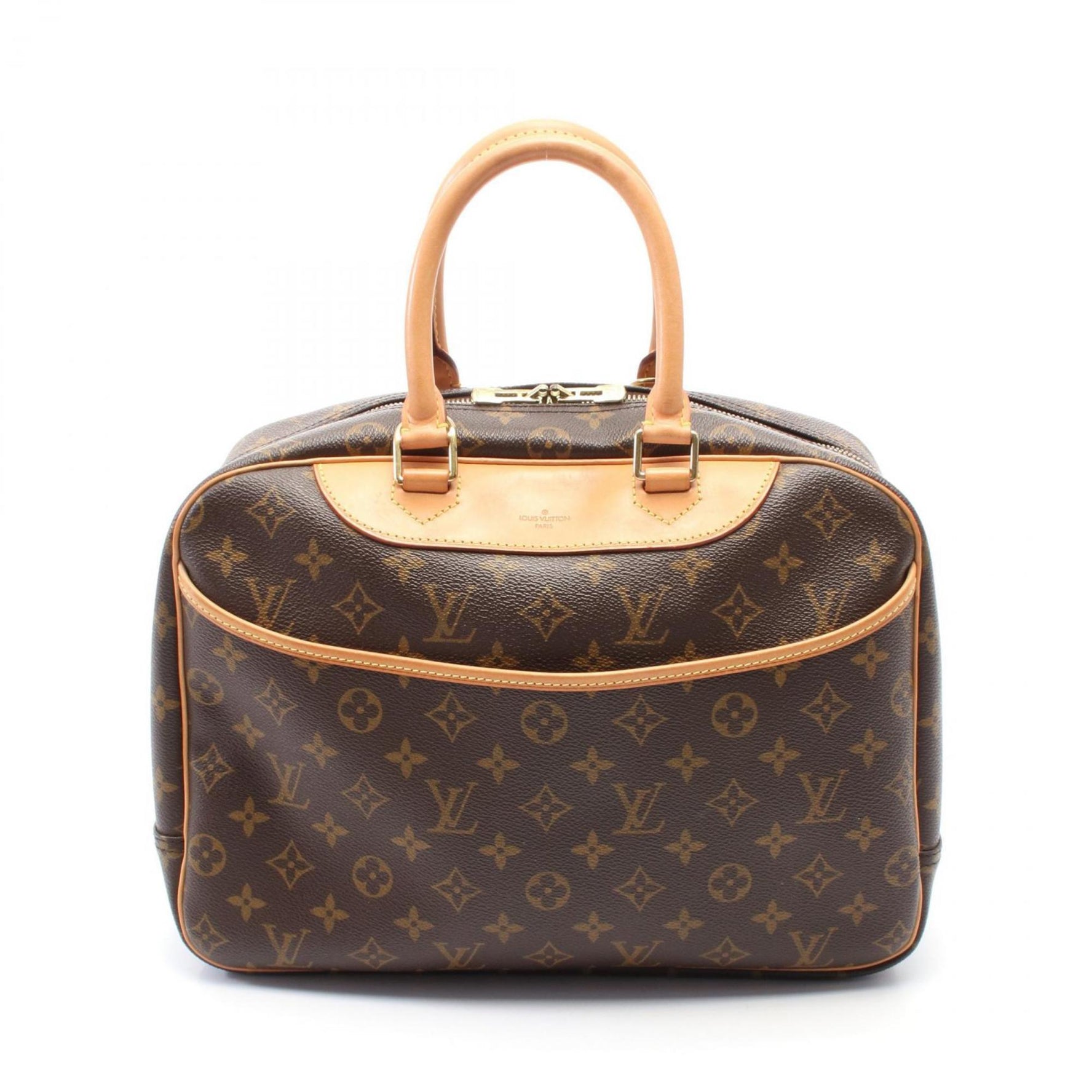 Louis Vuitton Deauville Bowling Vanity Monogram Handbag Coated Canvas Leather