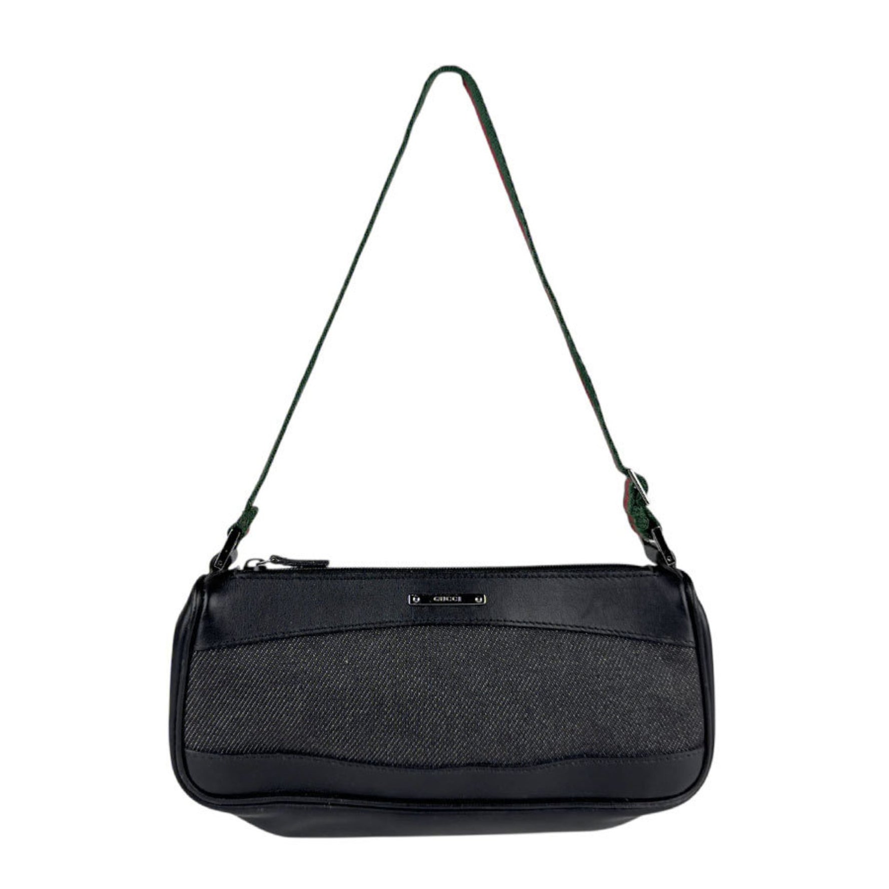 GUCCI Handbag Leather Canvas Black Green Red