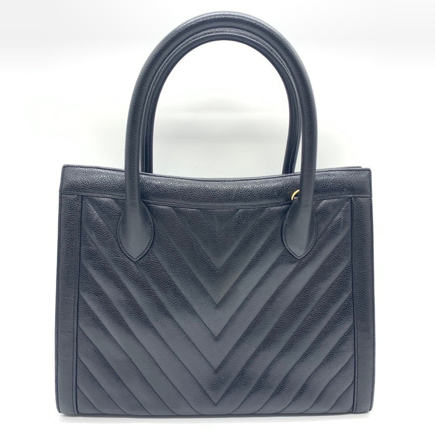 Chanel V-stitch Coco Ball Tote Bag Handbag Caviar Skin