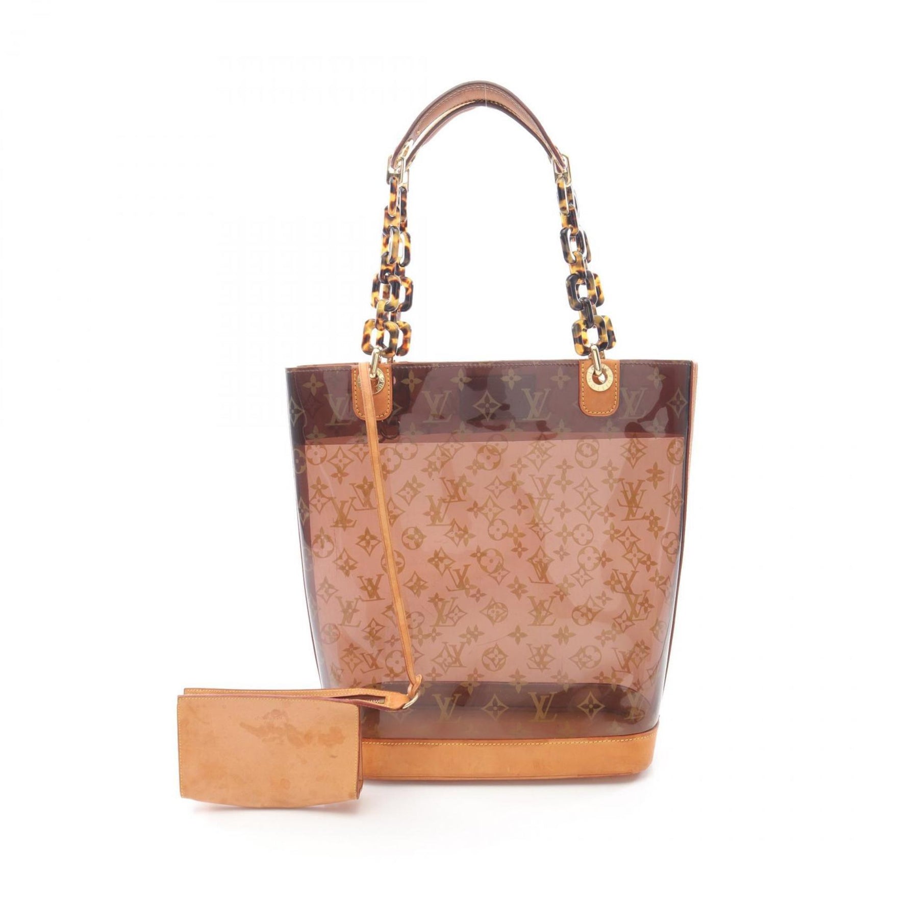 Louis Vuitton Caba Ambre MM Tote Bag, Vinyl and Leather, Monogram Vinyl, Brown