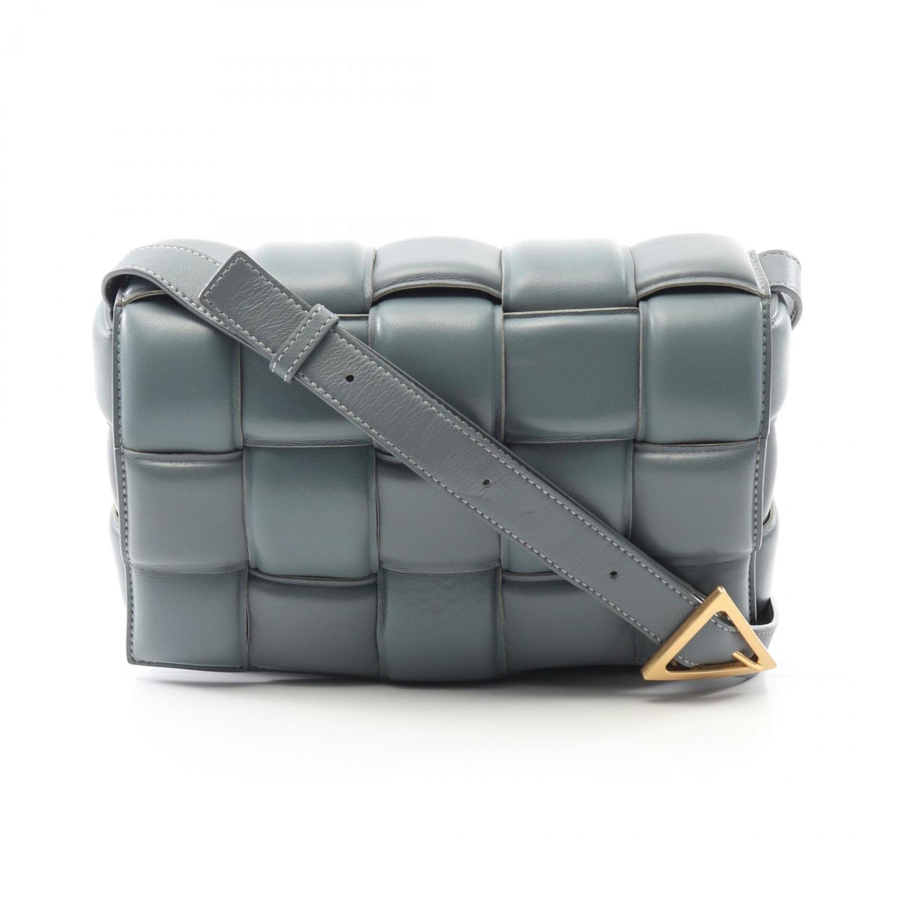 BOTTEGA VENETA Padded Cassette Intrecciato Shoulder Bag Leather Grey