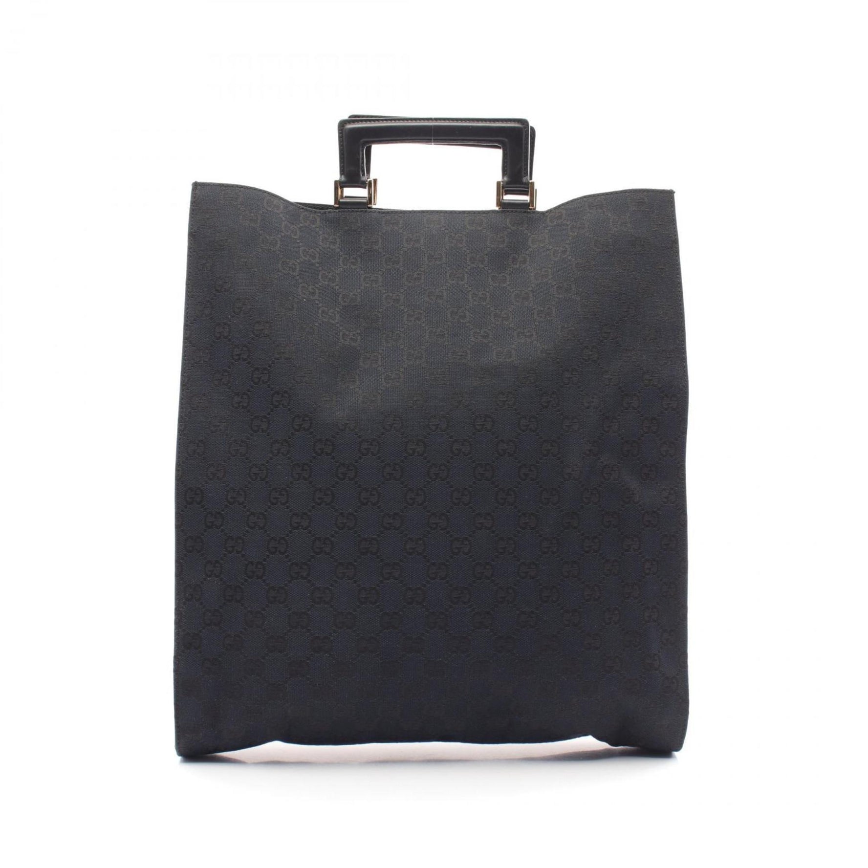 GUCCI GG Canvas Tote Bag Leather Women's Black 002 1100