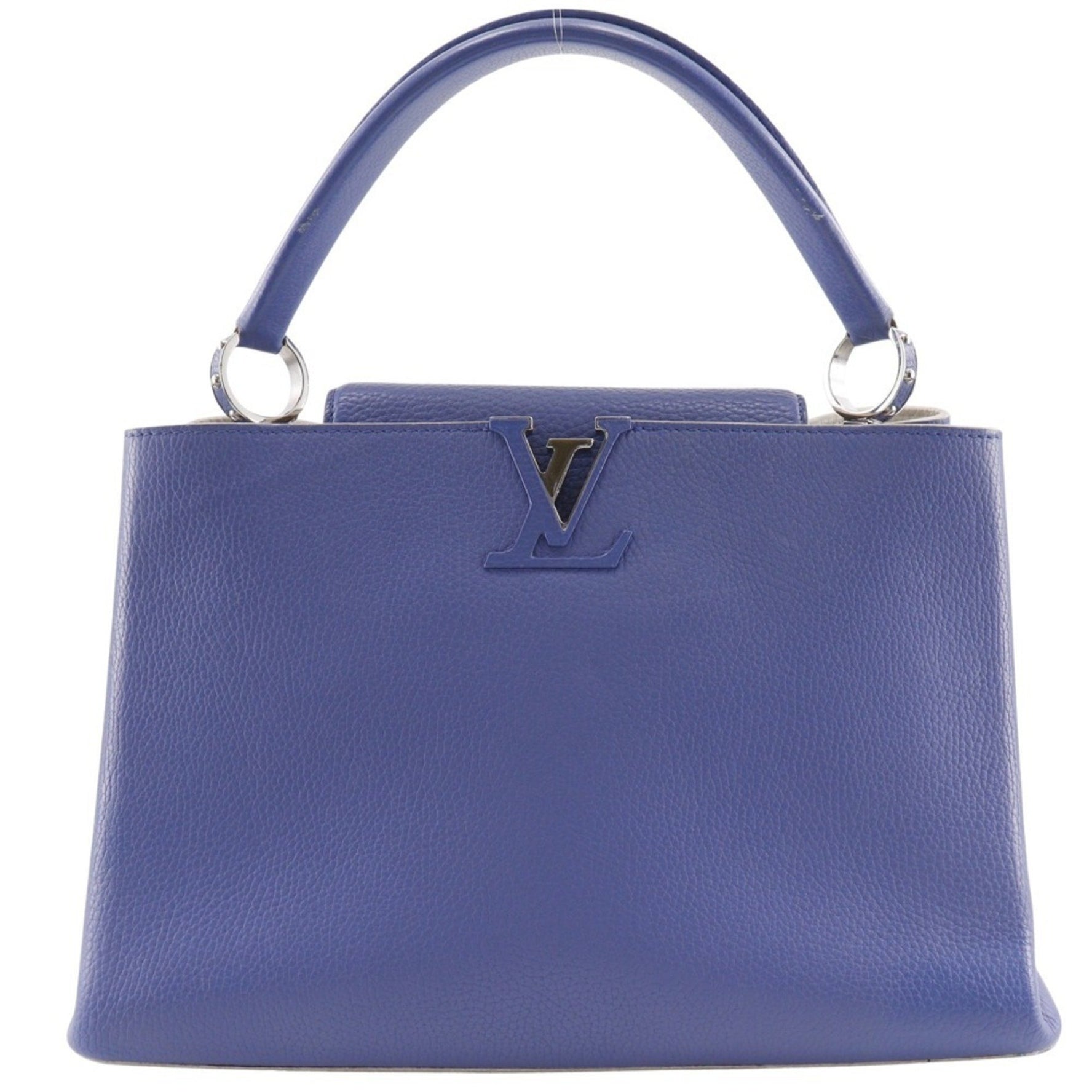 Louis Vuitton Capucines MM Handbag, Parnassus x Taurillon Leather, Made in France, 2015, Blue/White, Flap, CAPCSINE MM