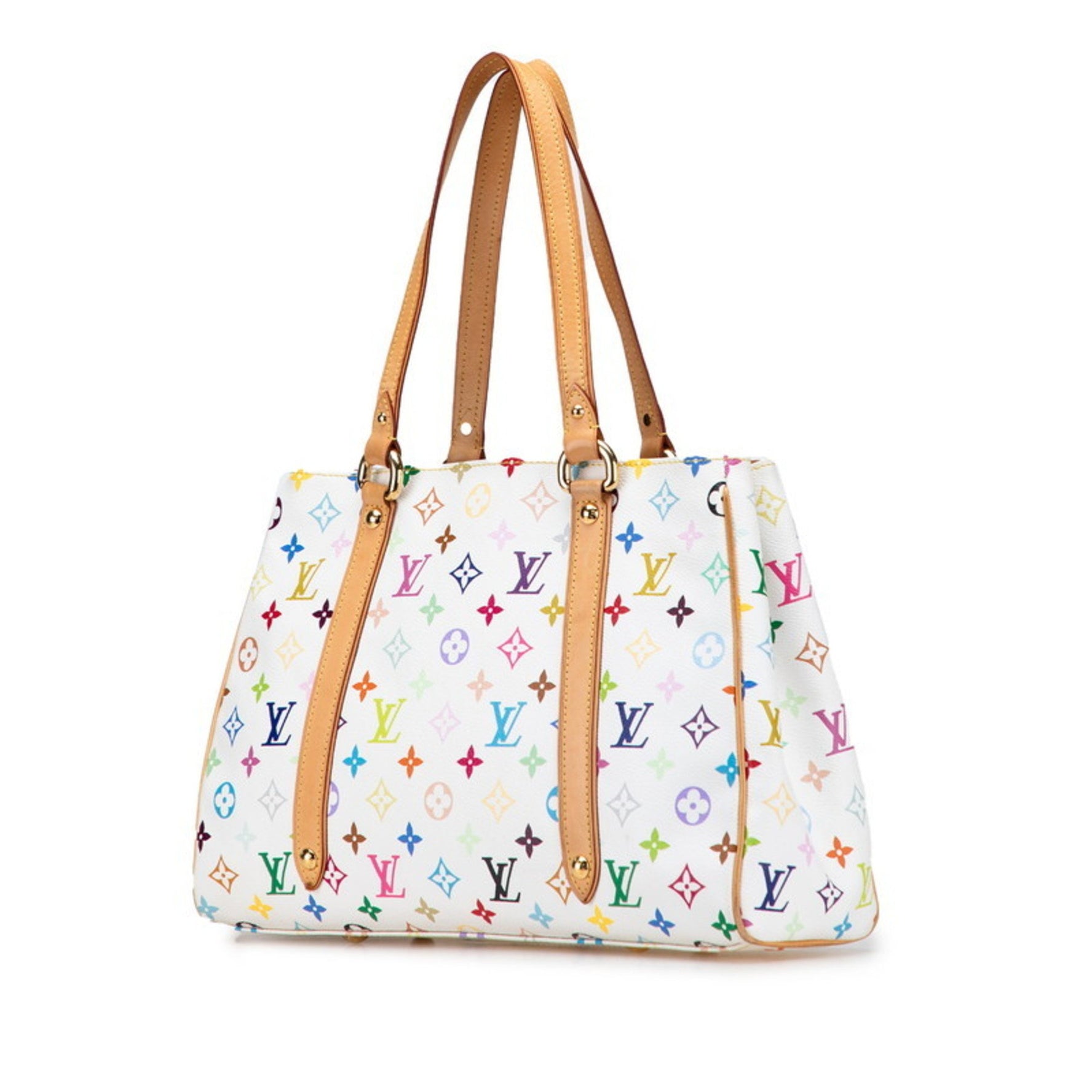 Louis Vuitton Monogram Multicolore Aurelia MM Tote Bag Blanc White Leather LOUIS VUITTON