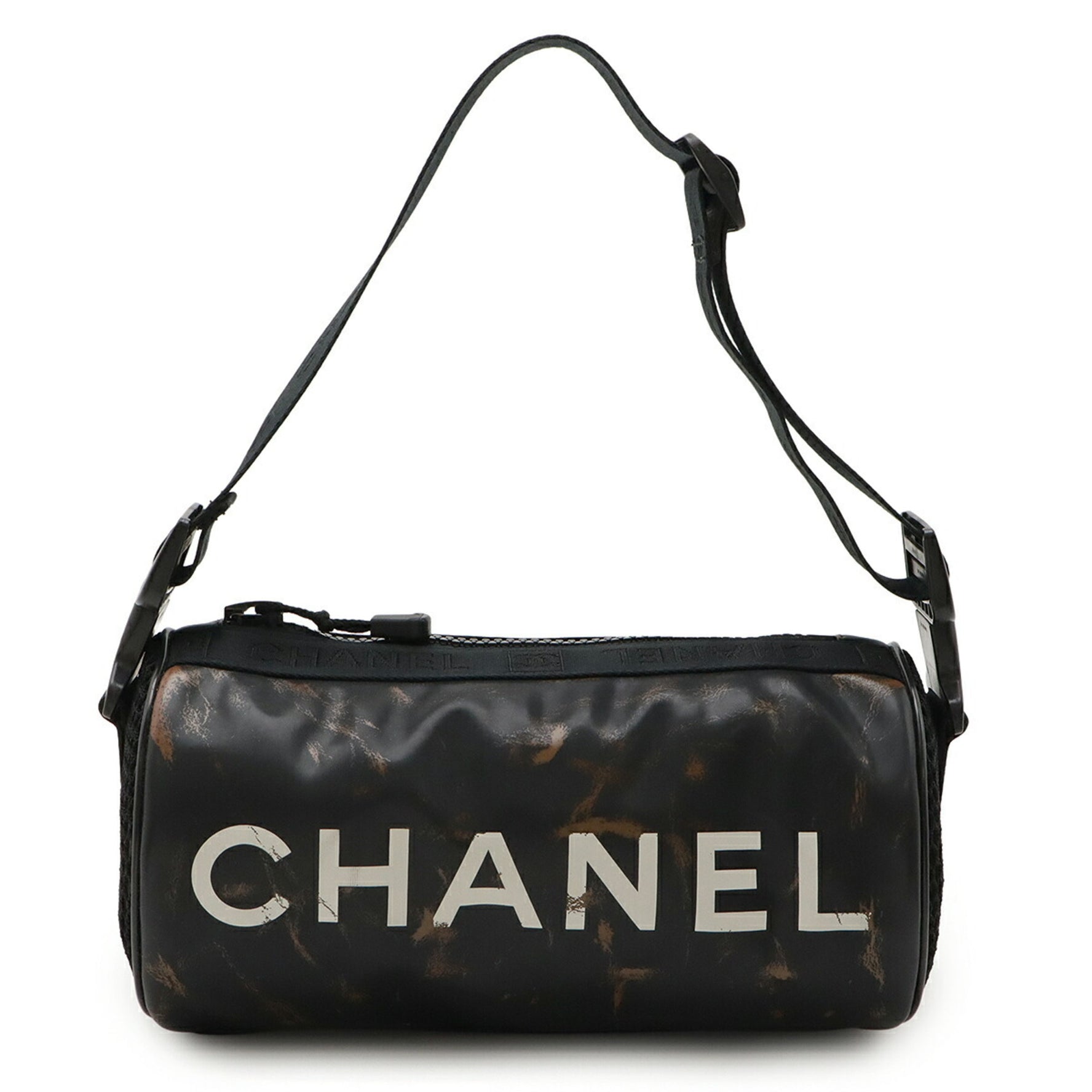 CHANEL Sport Line Coco Mark Shoulder Bag, Tubular, Rubber, Black