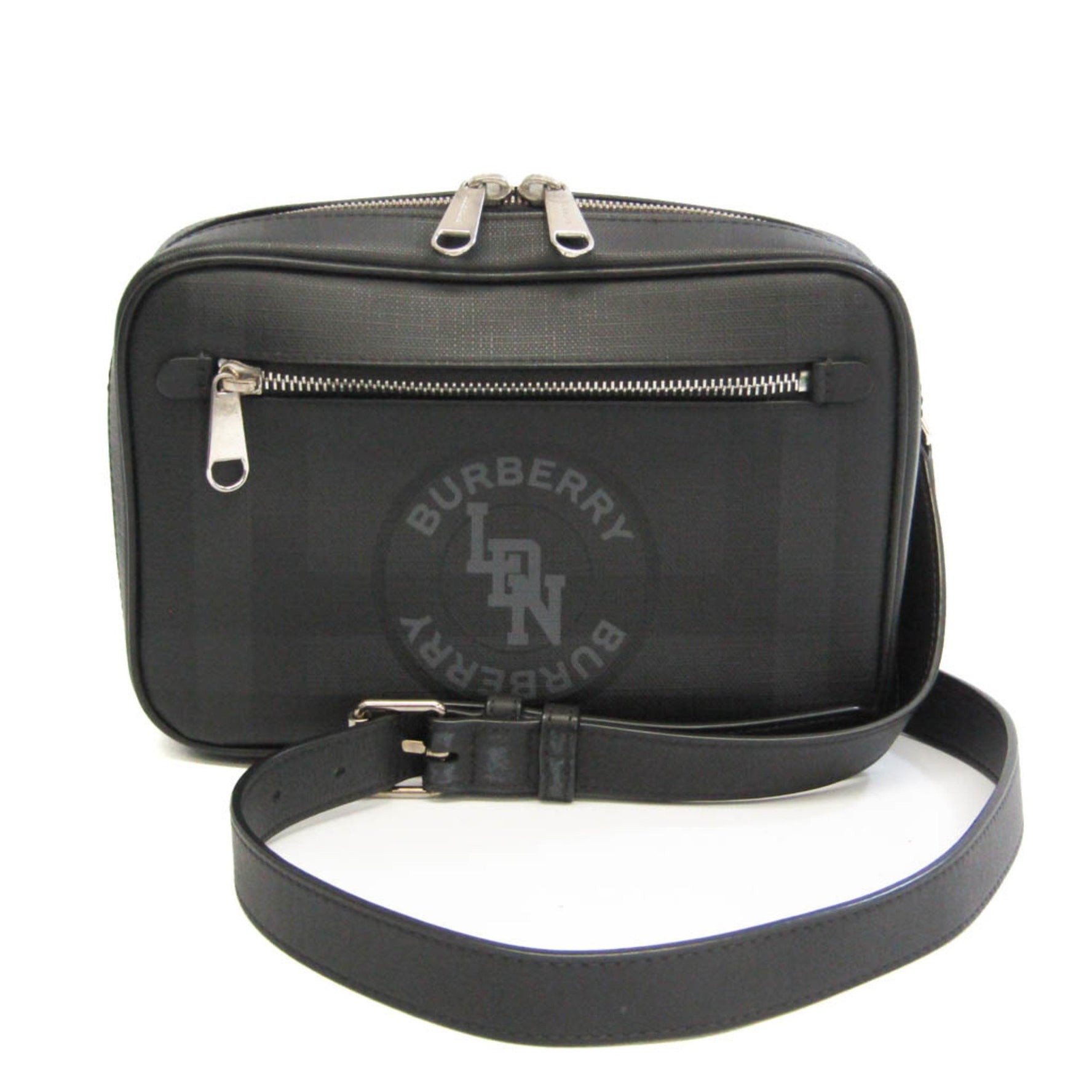 Burberry Women,Men Leather,PVC Shoulder Bag Black,Dark Gray