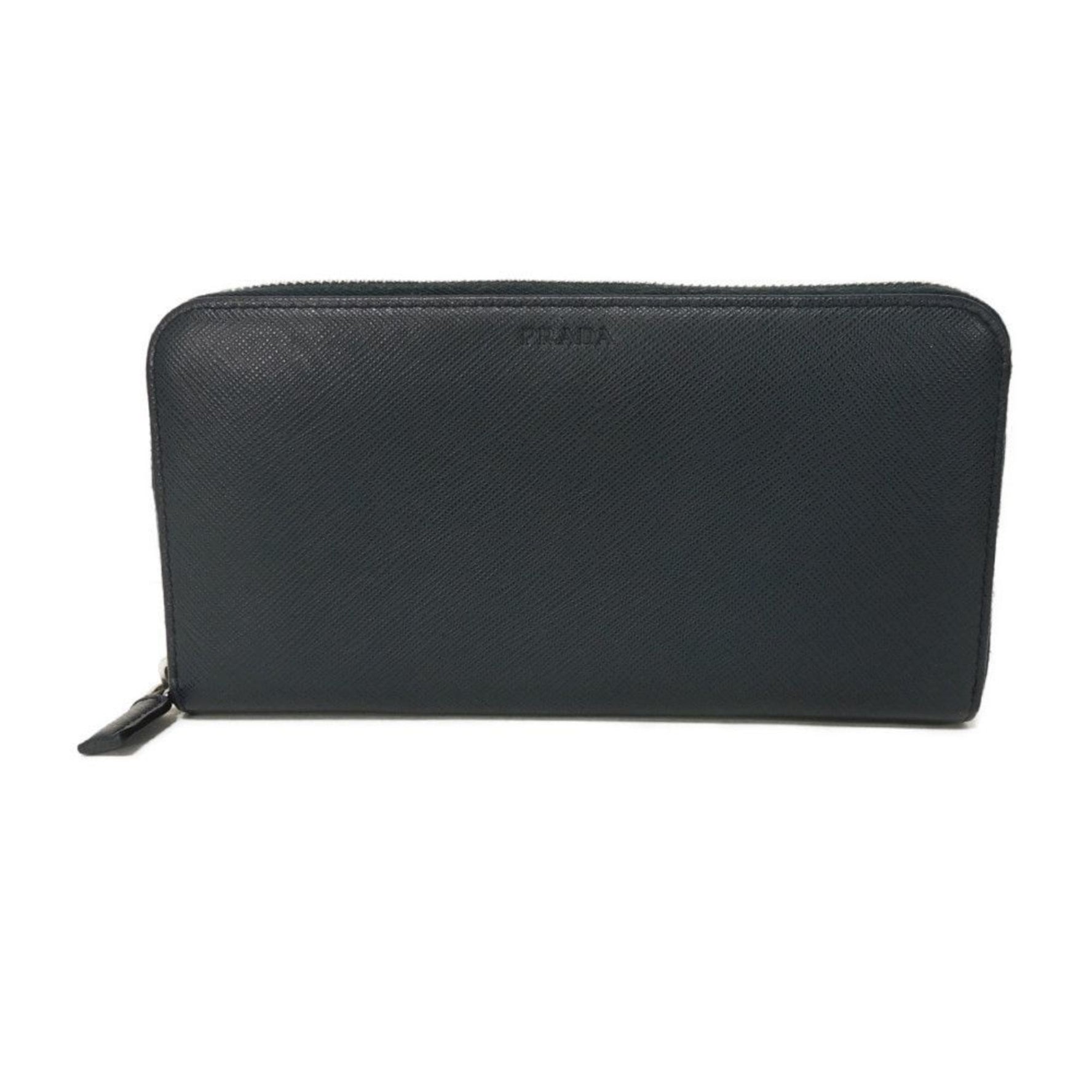 Prada Saffiano Zip-Around Wallet in with Round Embossed Pattern, Baltico, Men's and