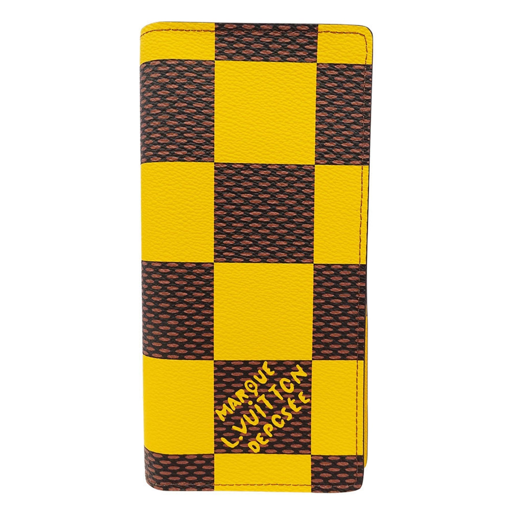 Louis Vuitton Damier Pop Canvas Long Wallet, Portefeuille Brazza NM, Yellow/Brown