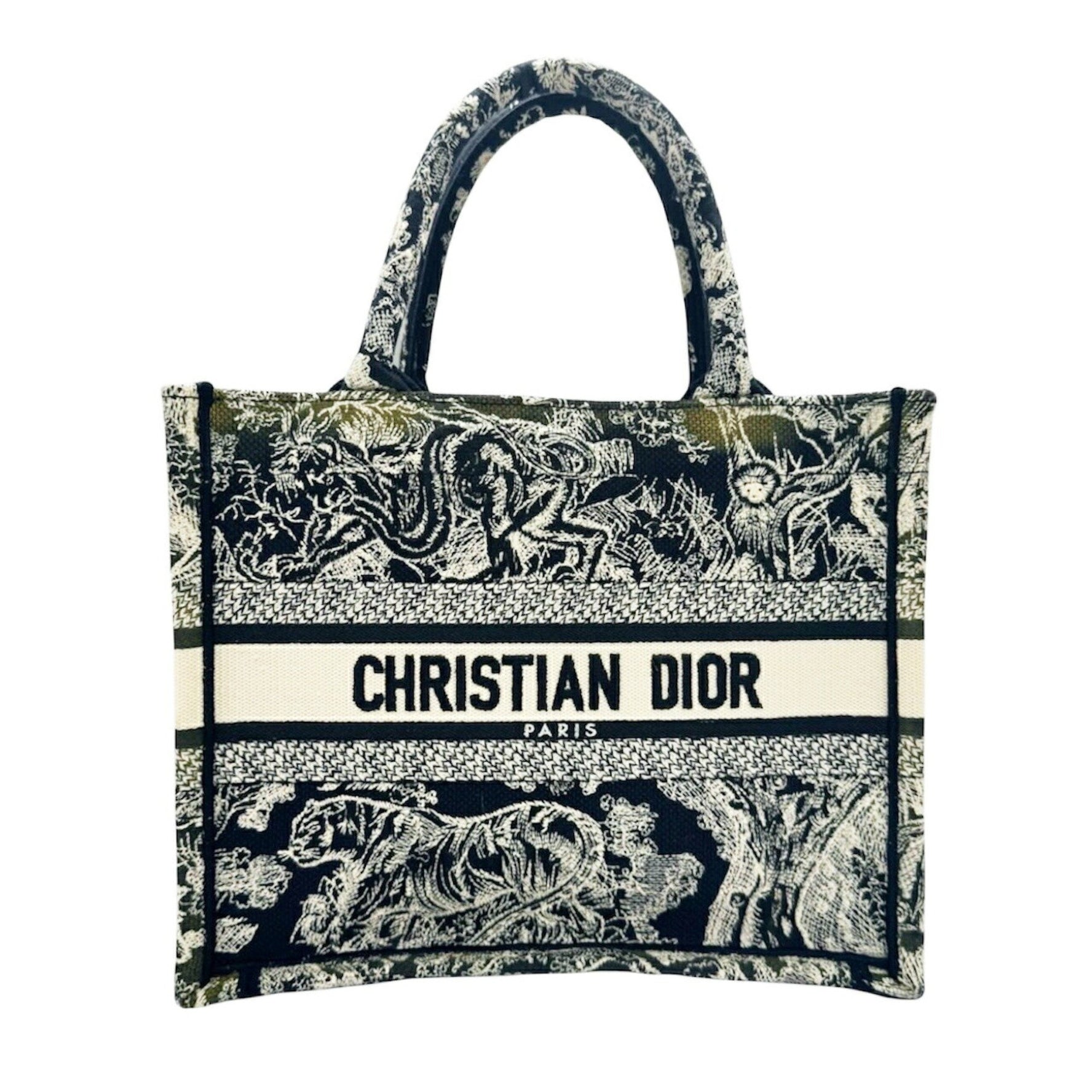 Christian Dior Book Tote Small Handbag, Canvas, Toile de Jouy, Reverse Embroidery, and Men's