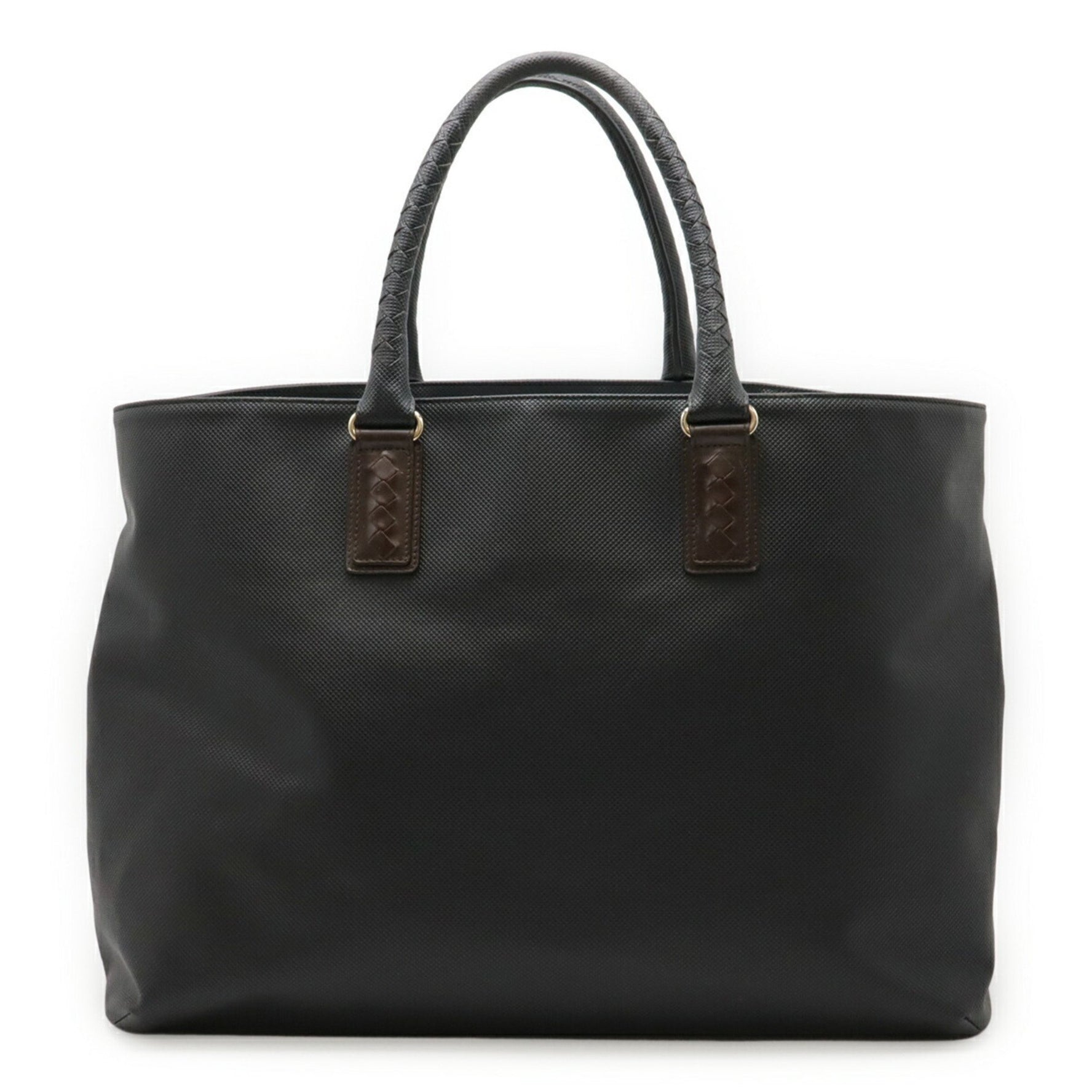 BOTTEGA VENETA Marco Polo Tote Bag, Large Shoulder PVC, Black/Dark Brown