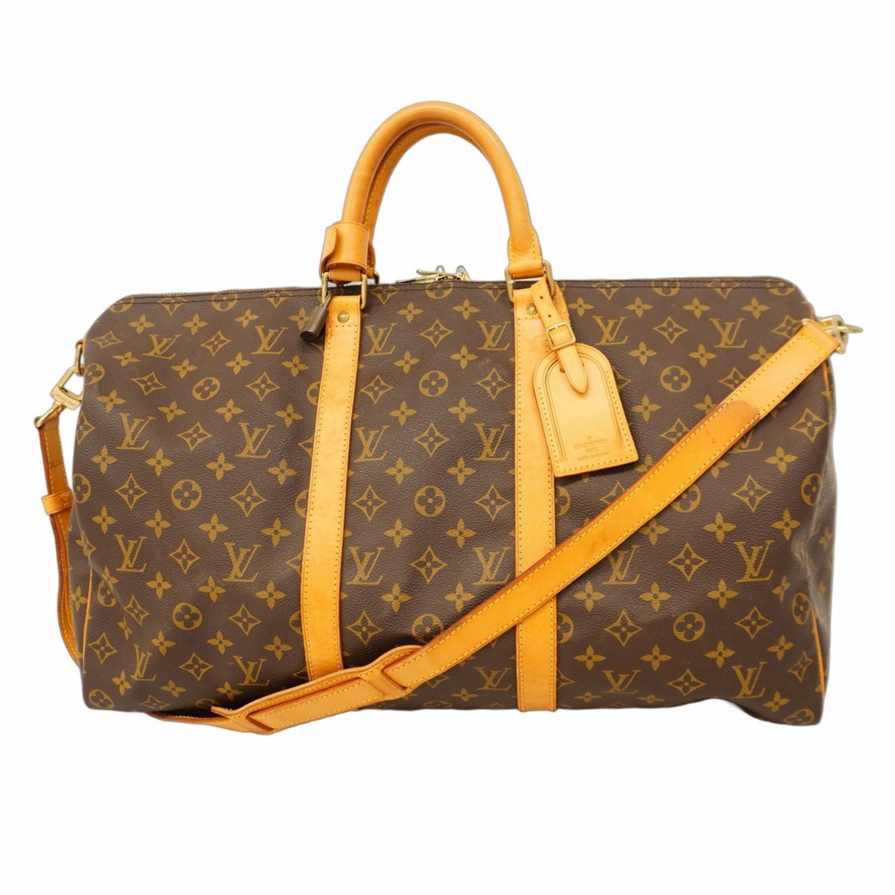 Louis Vuitton Monogram Keepall Bandouliere 50 Boston Bag M41416 Brown Men's and Women's
