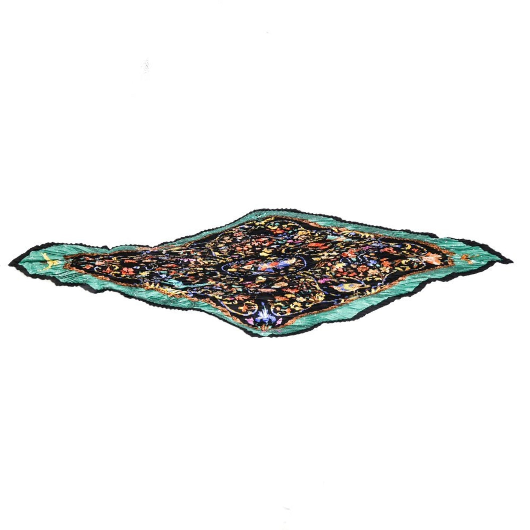 HERMES Pleated Carré PIERRES d'Orient et d'OCCIDENT Oriental and Western Minerals Scarf/Muffler 100% Silk Multicolor