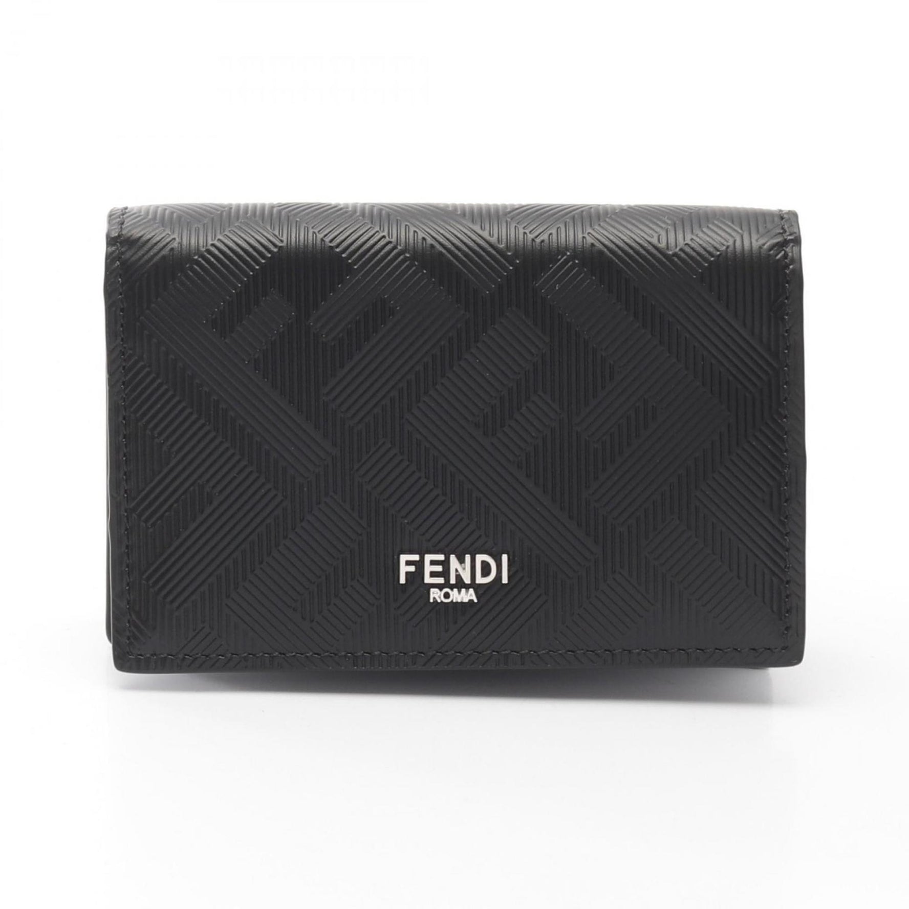 FENDI Shadow Zucca Business Card Holder/Card Case Leather Men's