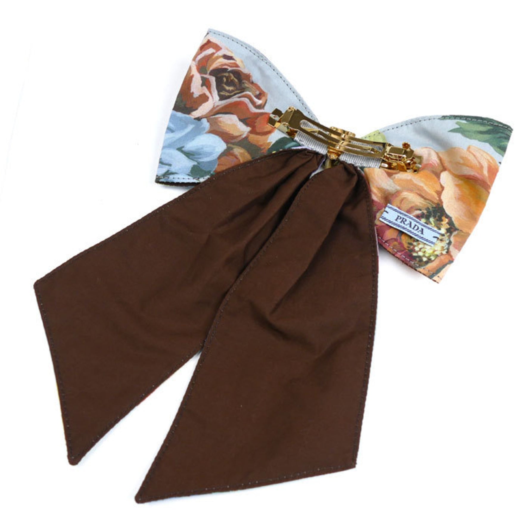 PRADA Prada Cotton Brass Printed Fabric Hair Clip Barrette 1IF163_2C1V_F0276 Women's