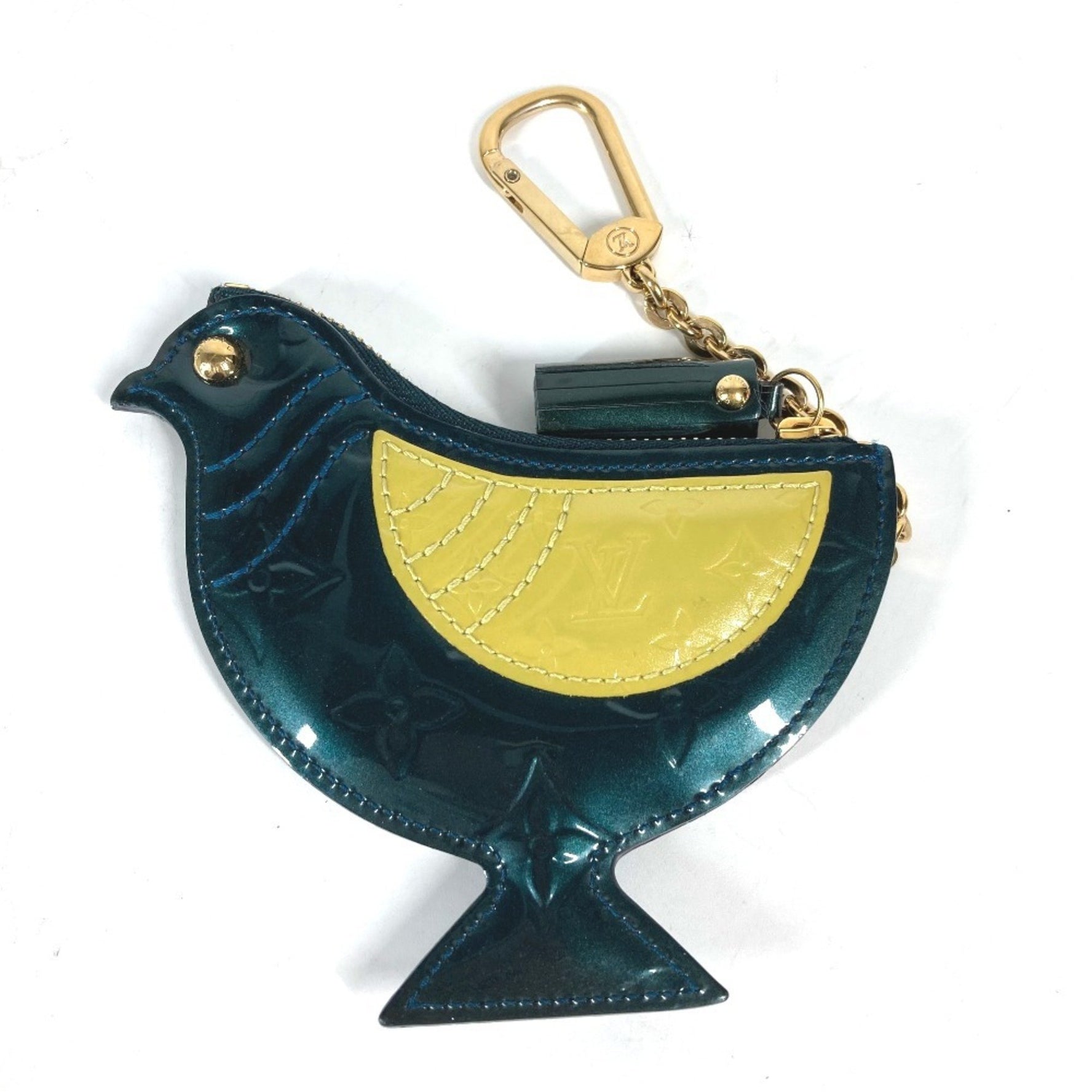 LOUIS VUITTON M91405 Monogram Vernis Pochette Oiseau Bag Charm Wallet/Coin Purse Bird Coin Case Women's Bleu Nuit