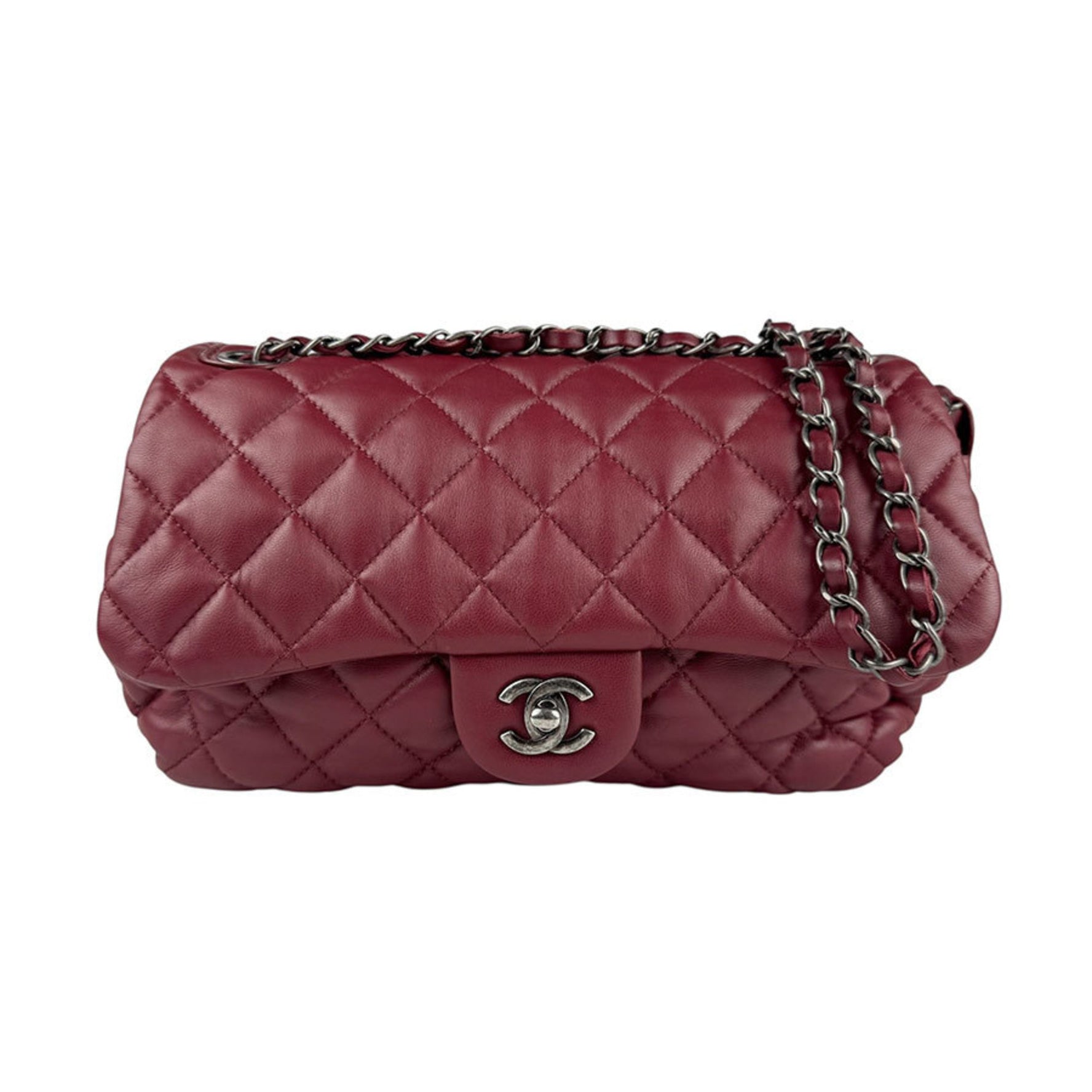CHANEL Shoulder Bag Matelasse Leather Metal