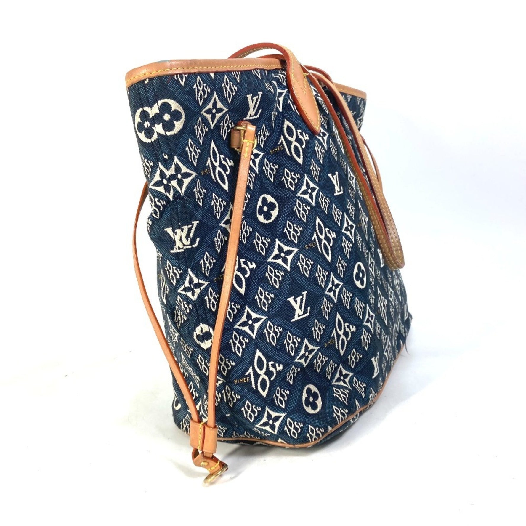 LOUIS VUITTON M57484 Monogram Jacquard Neverfull MM SINCE1854 Shoulder Bag/Tote Bag with Pouch, Navy Blue, Women's