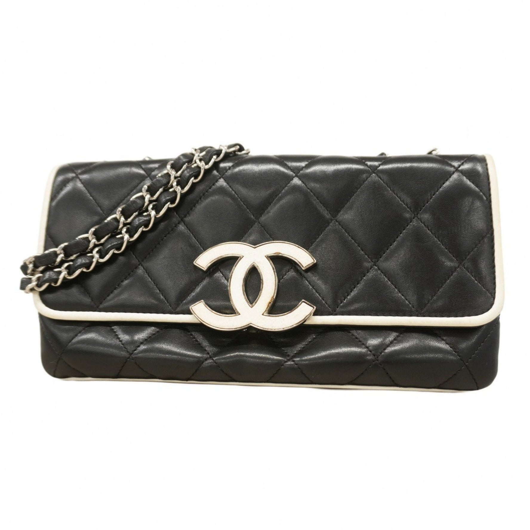 Chanel Shoulder Bag Matelasse W Chain Lambskin Black Women's P1124287