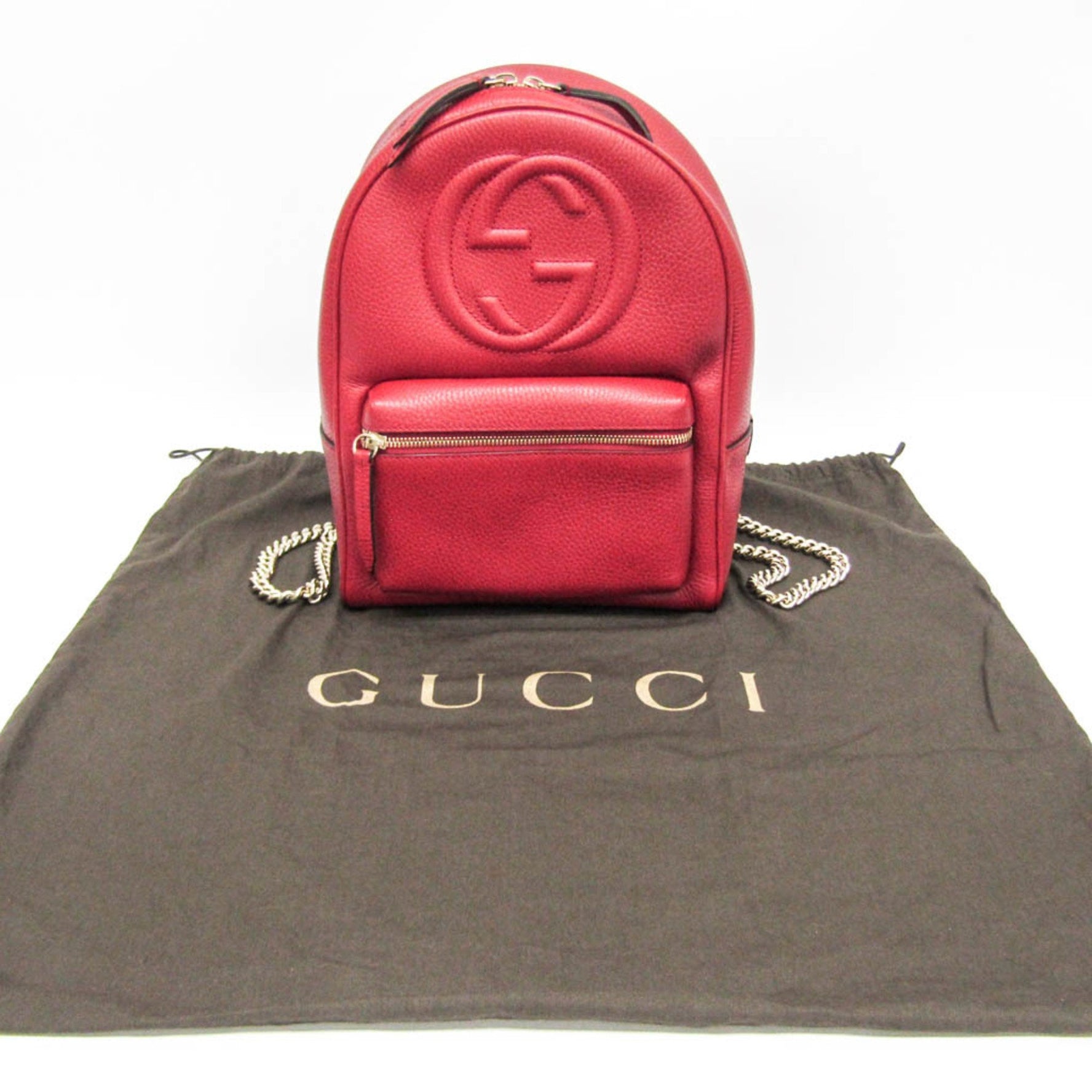 Gucci Soho Interlocking G Women's Leather Backpack Red Color