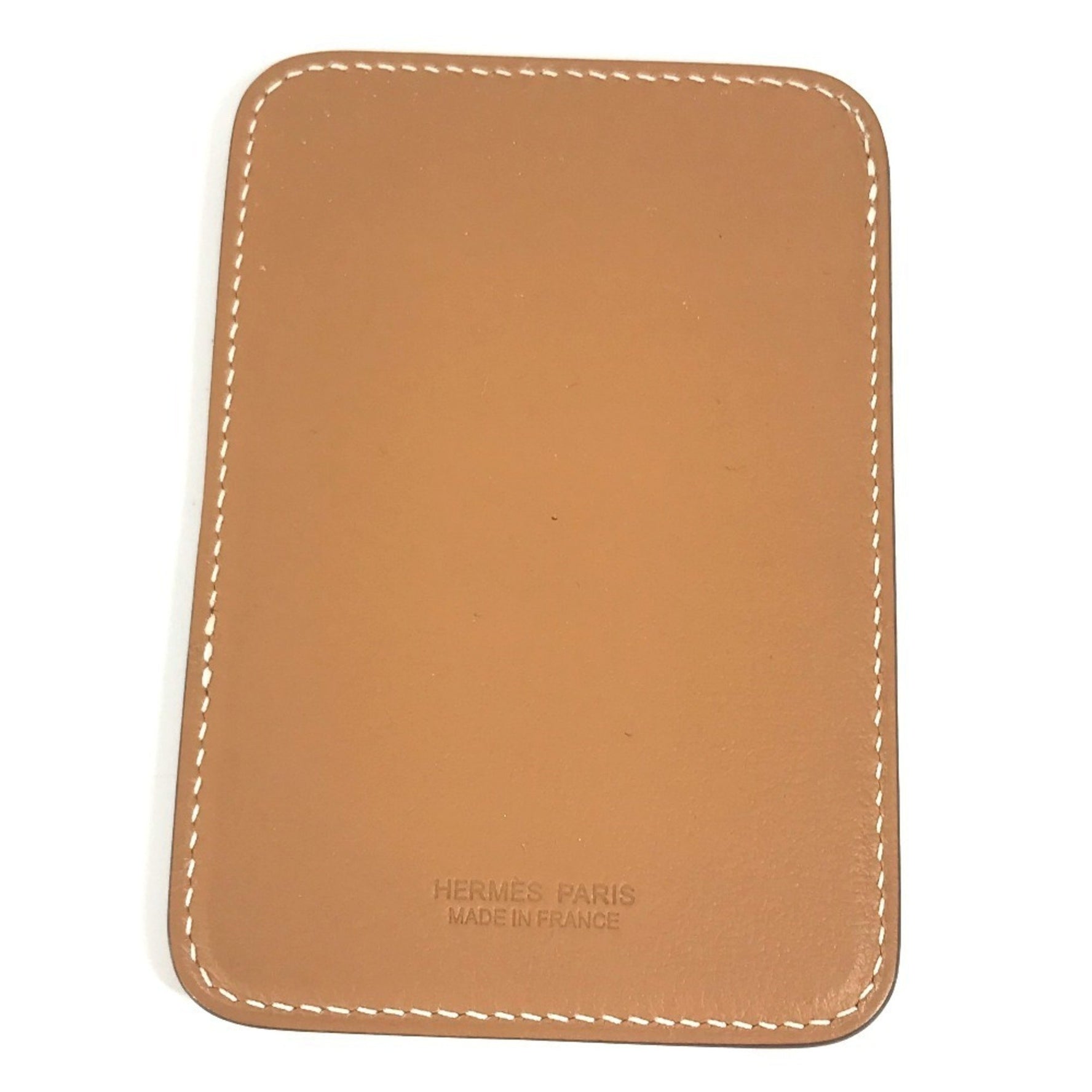 HERMES MagSafe Eman Cheval Business Card Holder Pass Case Holder/Card Leather Men's Women's Beige
