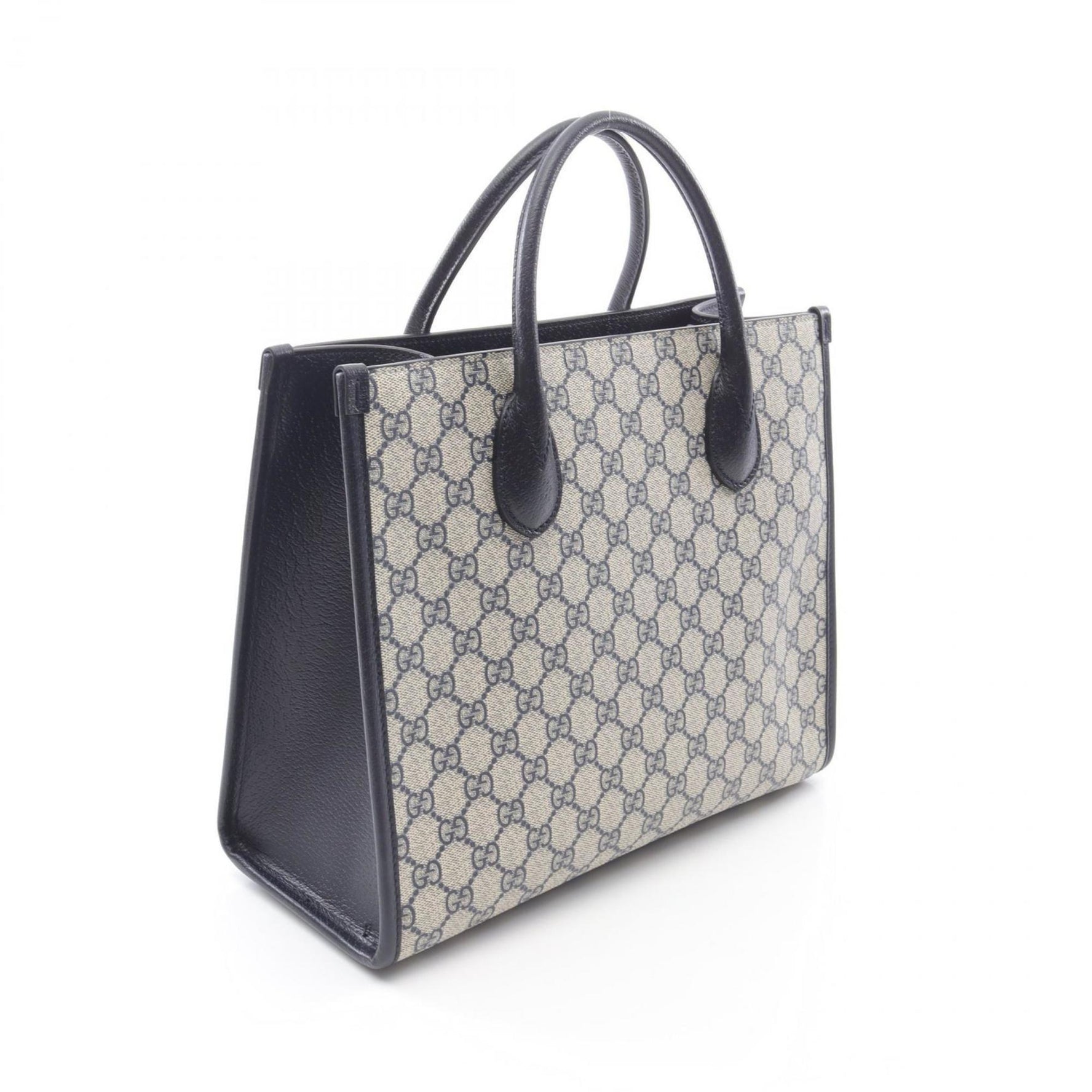 Gucci GG Supreme Tote Bag, Coated Canvas and Leather, Beige Navy