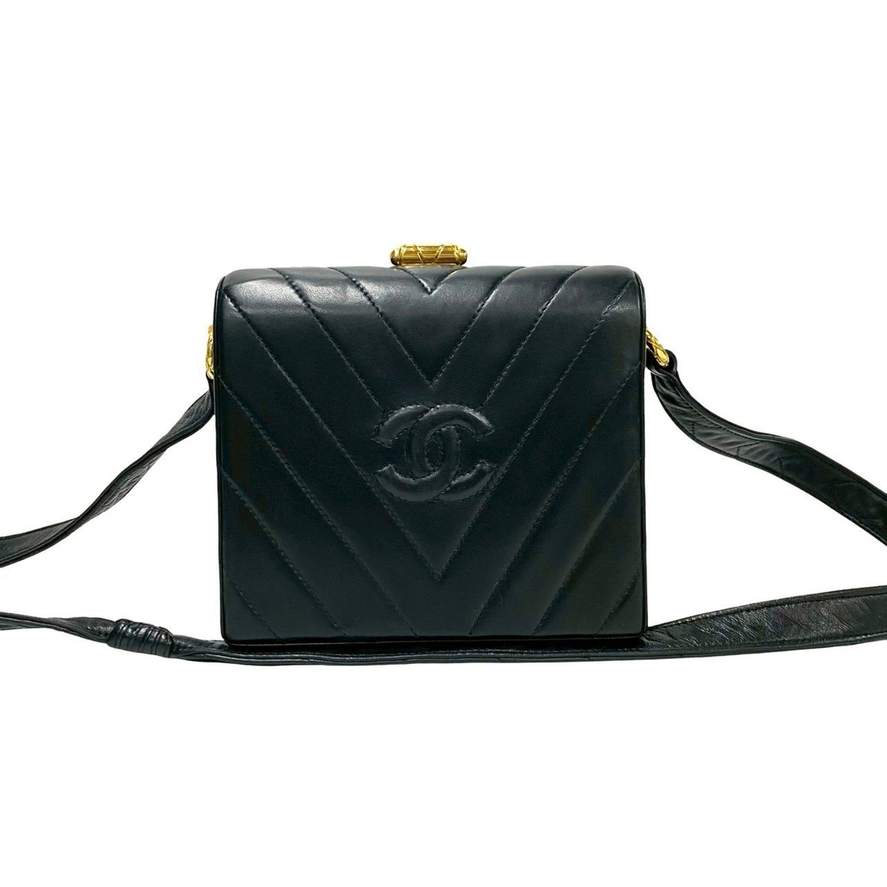CHANEL V-Stitch Coco Lambskin Leather Shoulder Bag Pochette