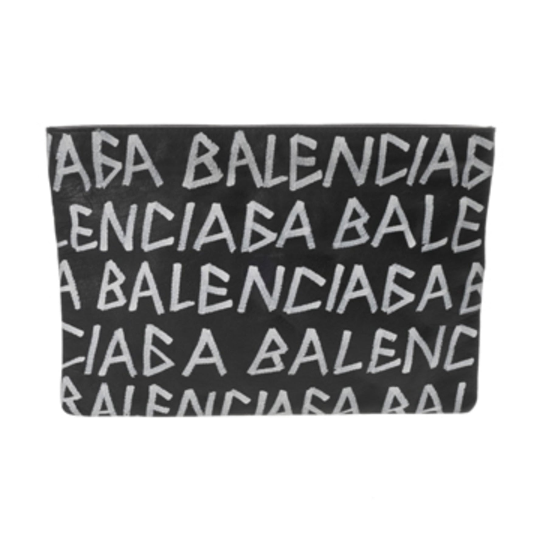 BALENCIAGA Graffiti Black/White Unisex Leather Clutch Bag
