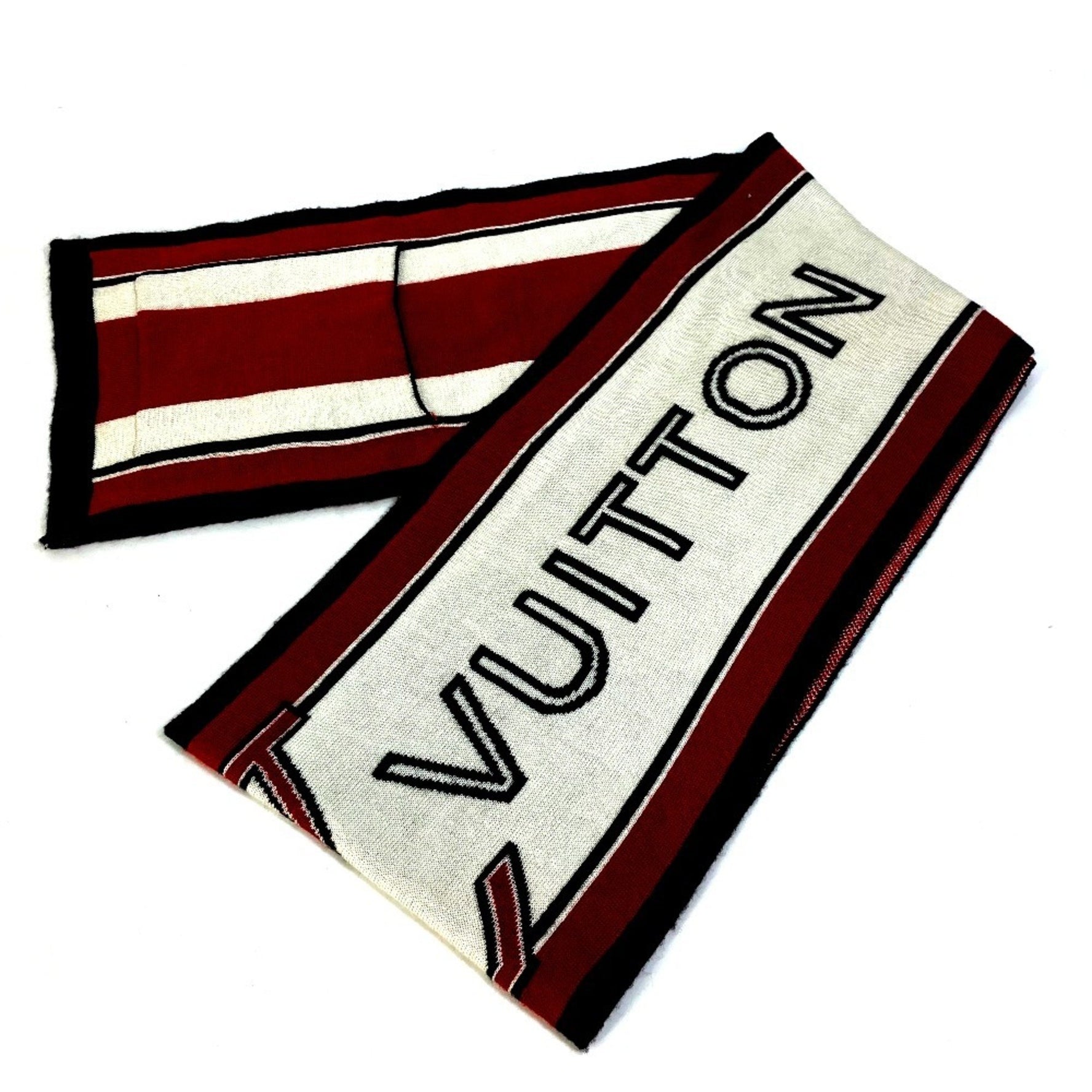 LOUIS VUITTON Louis Vuitton Logo Scarf Wool Men's Red