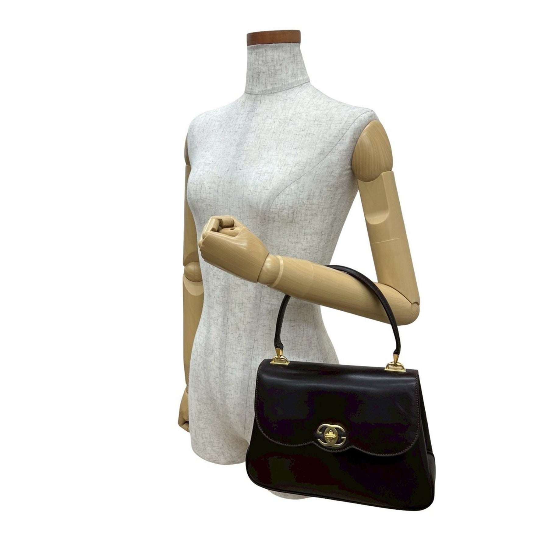 GUCCI Old Vintage GG Logo Leather Handbag Tote Bag