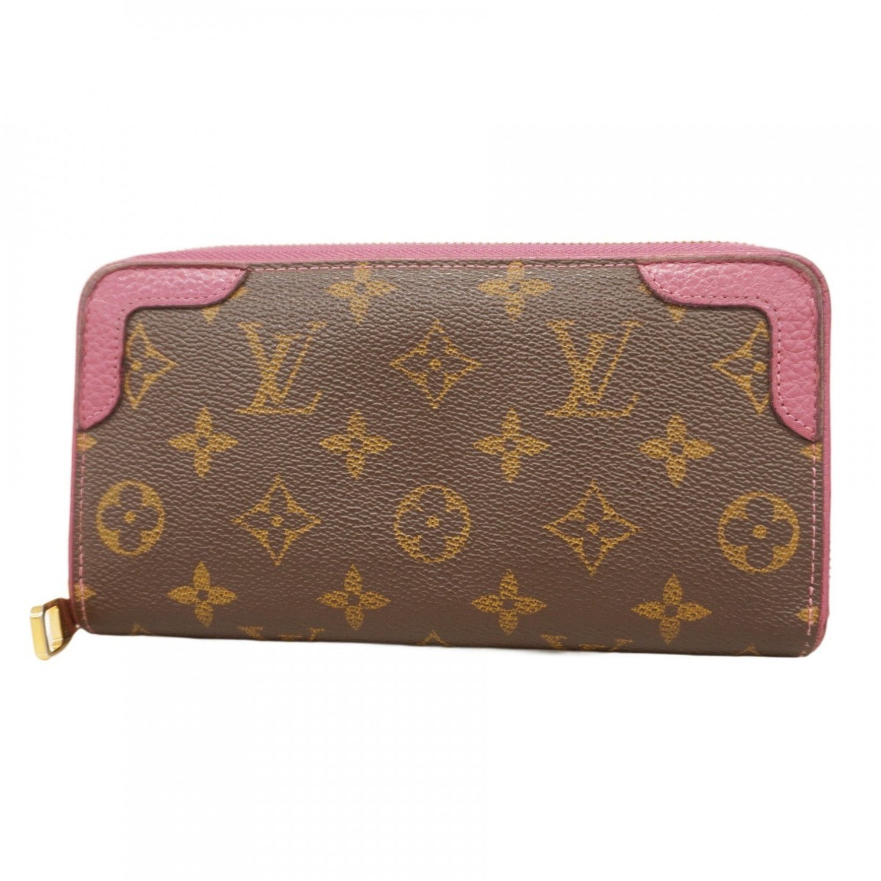 Louis Vuitton Monogram Retiro Zippy Wallet M64151 Brown Rose Bruyere Women's