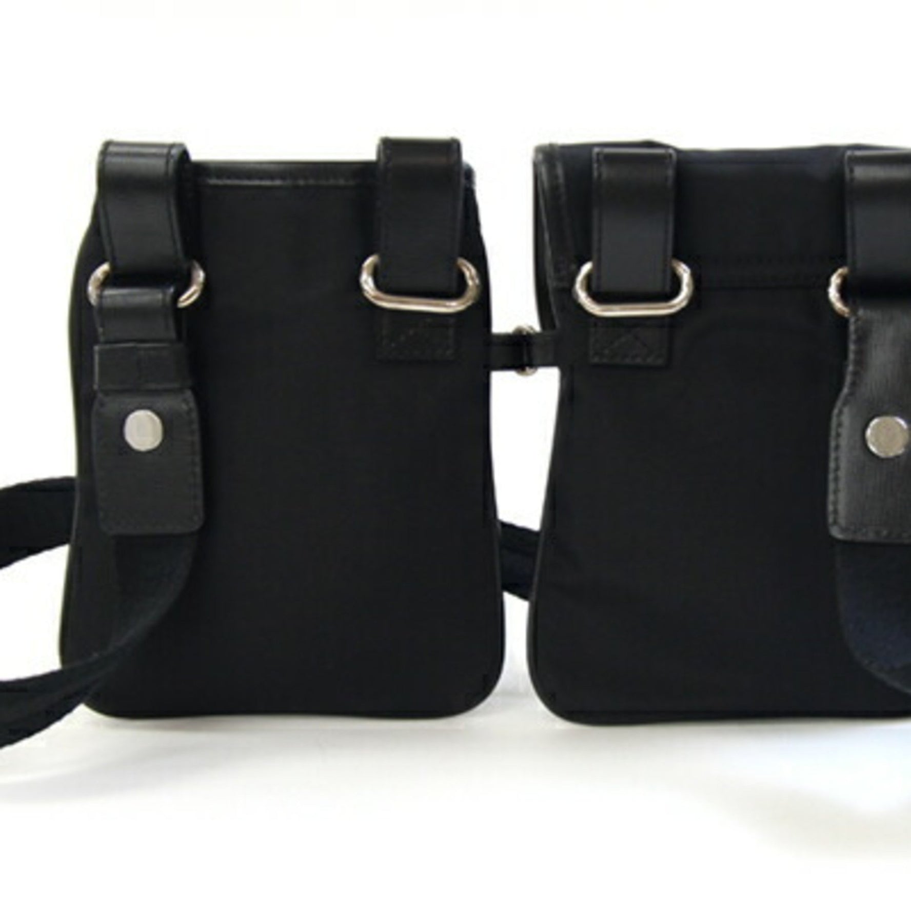BALLY Shoulder Bag Black Nylon Canvas Leather Waist Hip Men's