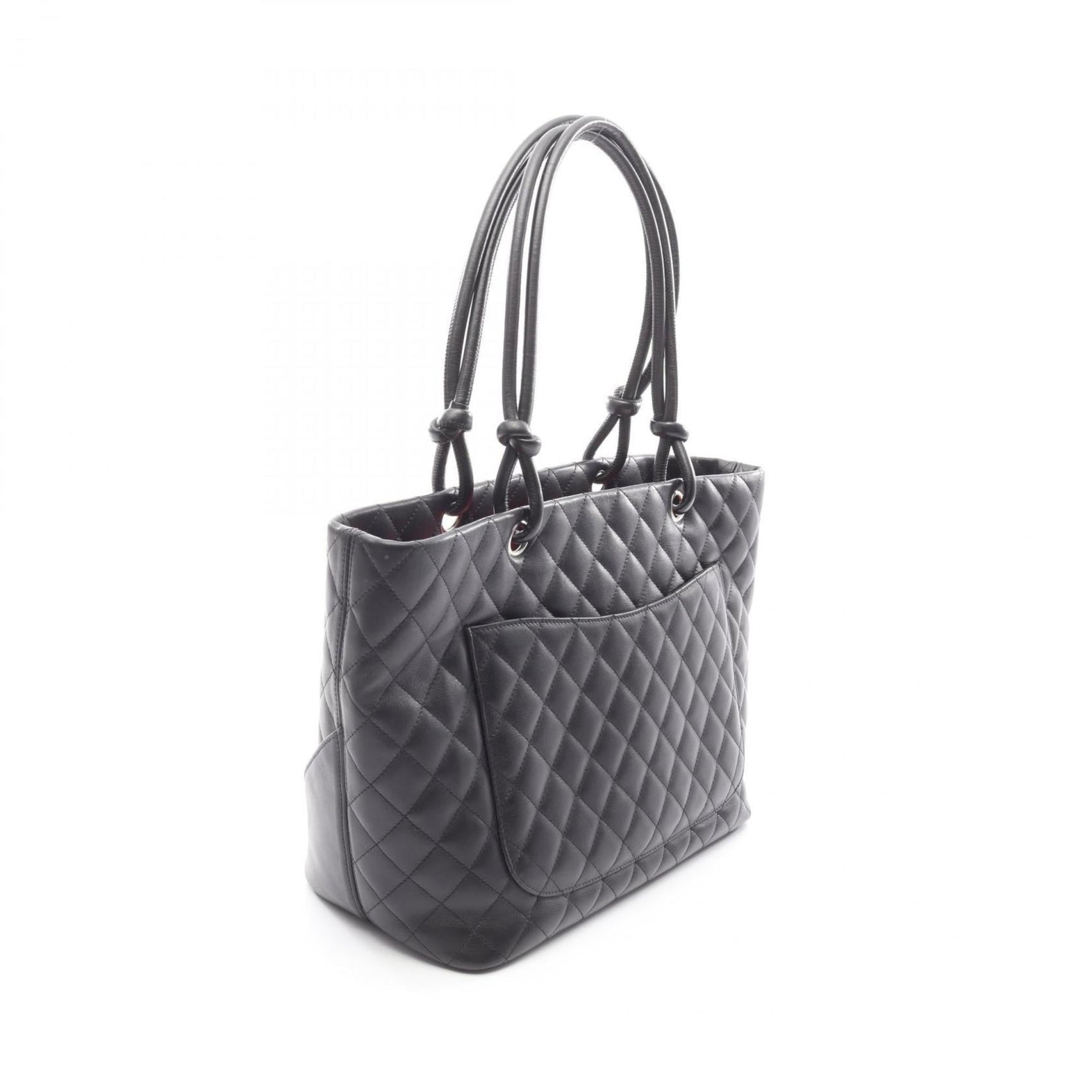 CHANEL Cambon Line Large Tote Bag, Lambskin Leather, Black and White