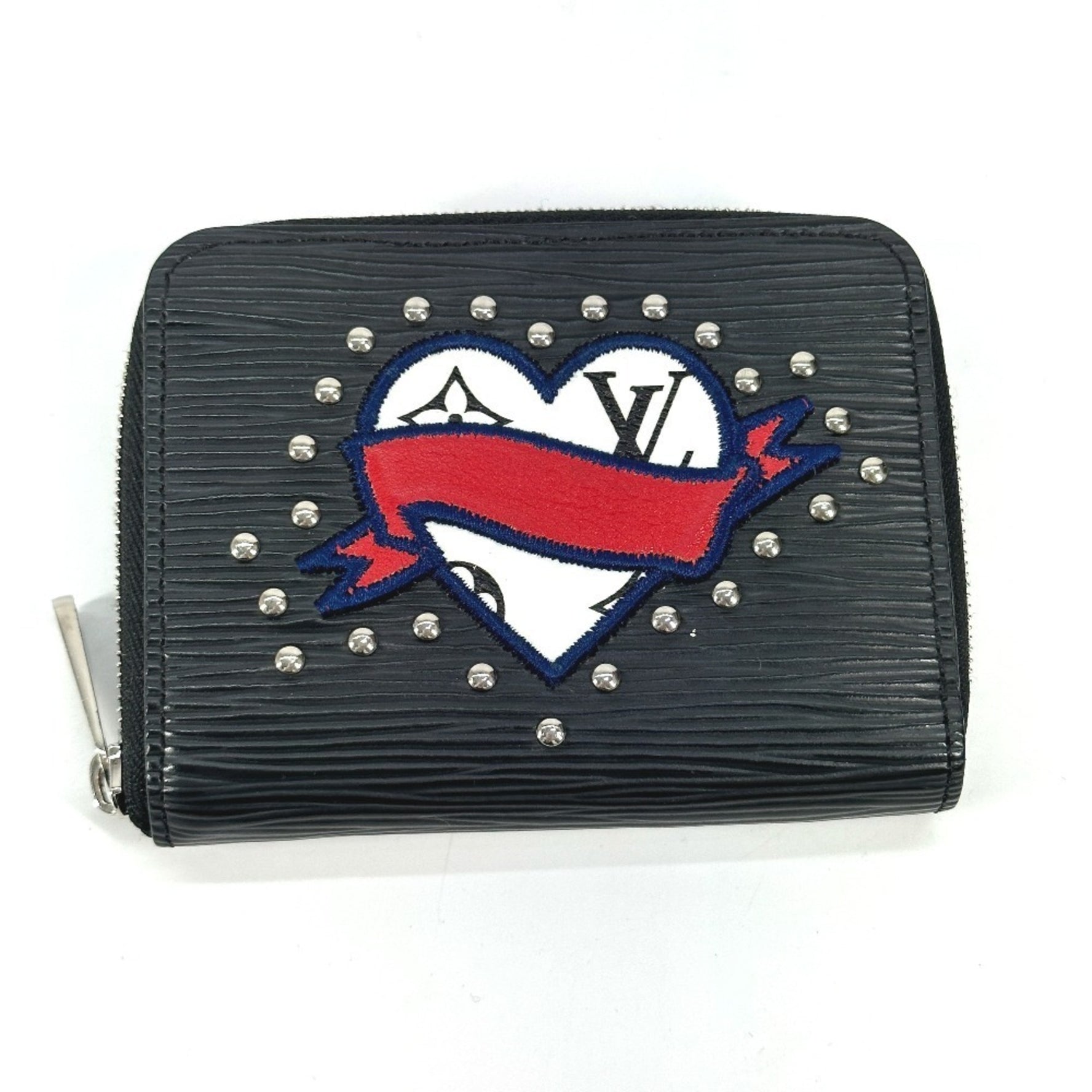 Louis Vuitton Epi LV Stories Heart Zipper Coin Purse Wallet Round Wallet/Coin Case Leather Men's Noir Black