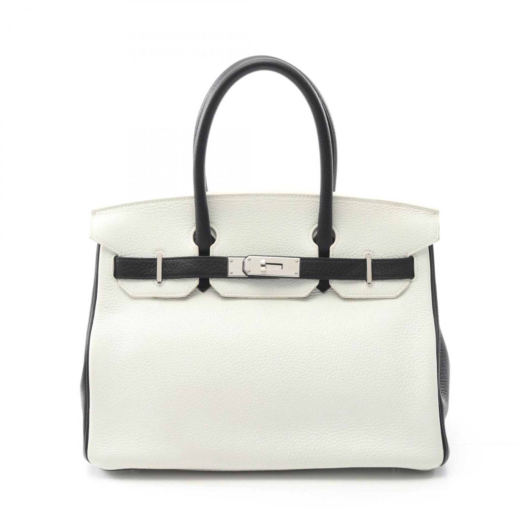 Hermes Hermès Birkin 30 handbag, leather, Taurillon Clemence women's, black and white
