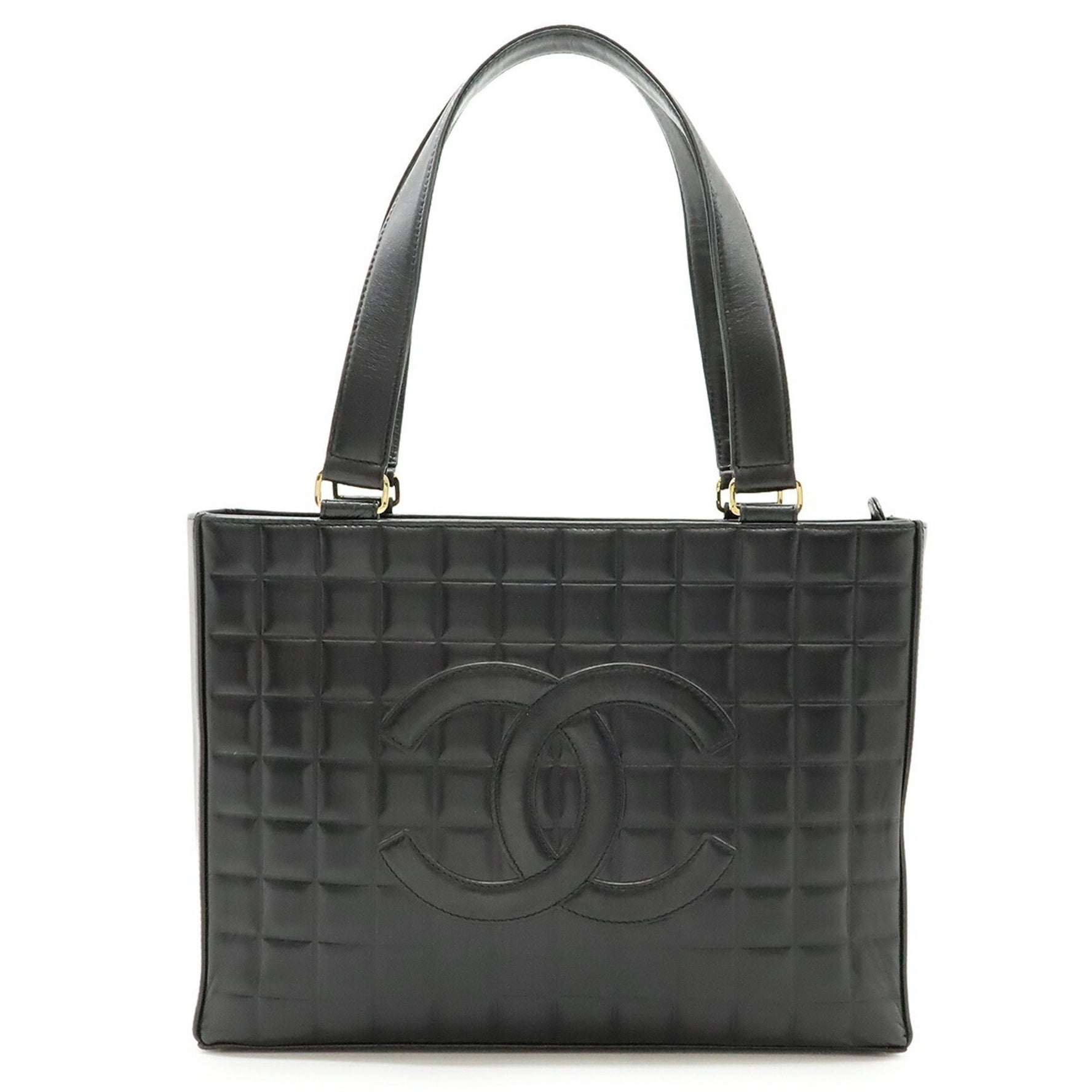 CHANEL Chocolate Bar Coco Mark Tote Bag Shoulder Leather