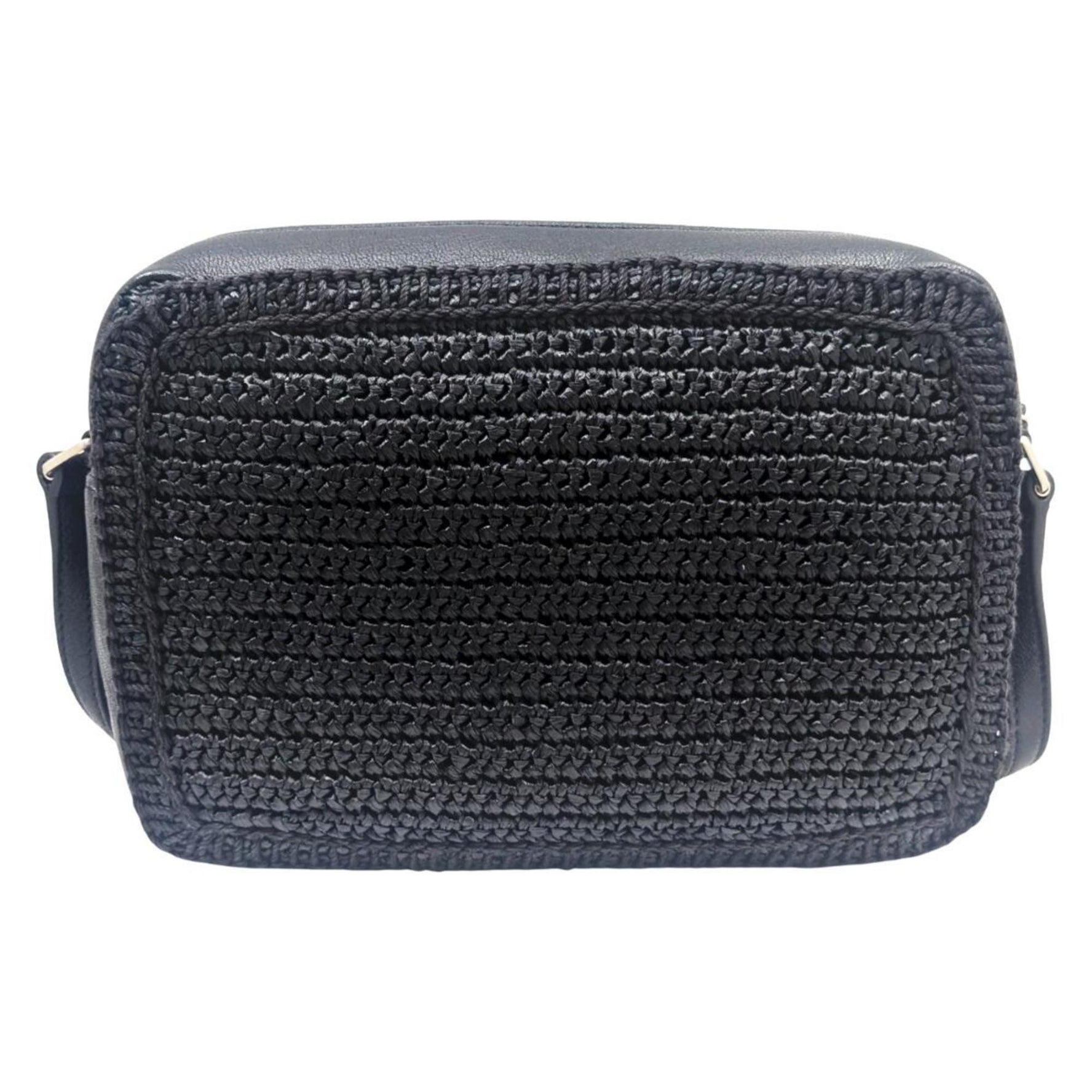 SAINT LAURENT Lou Raffia and Leather Camera Bag Shoulder with Tassel, YSL