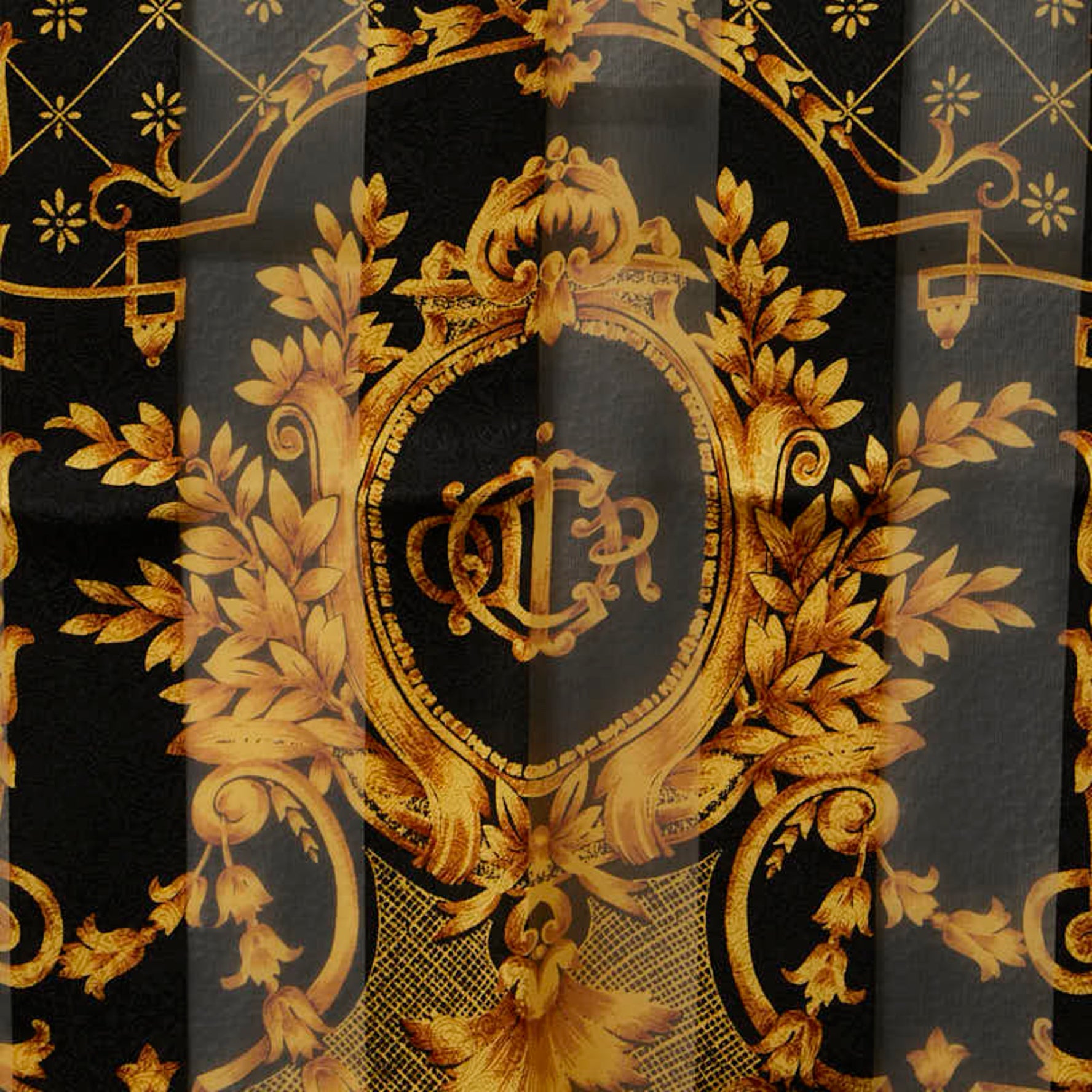 Christian Dior Stole Scarf Black Gold Silk Women's