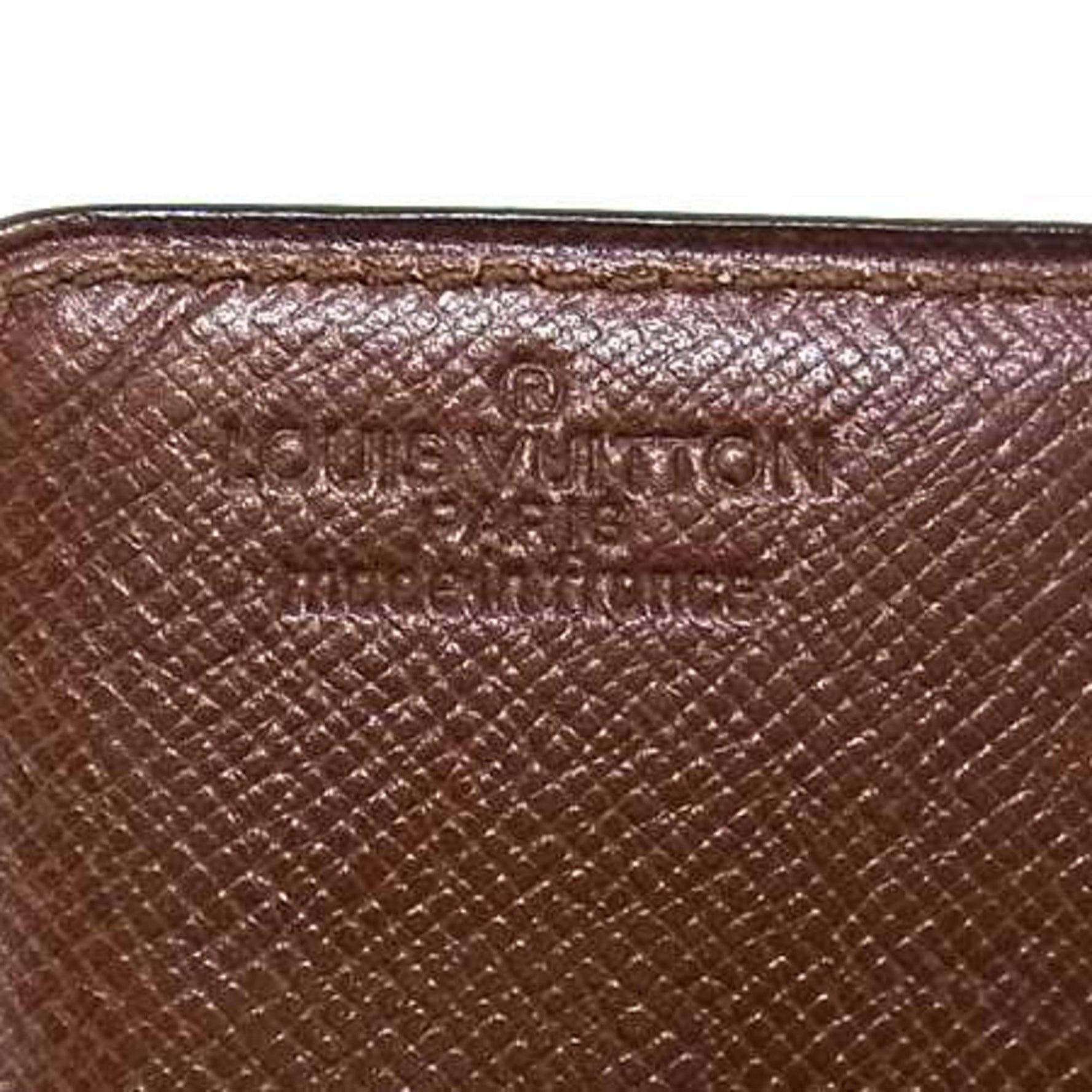 LOUIS VUITTON Monogram Porte Chequier Double Wallet Brown Leather Bifold Long