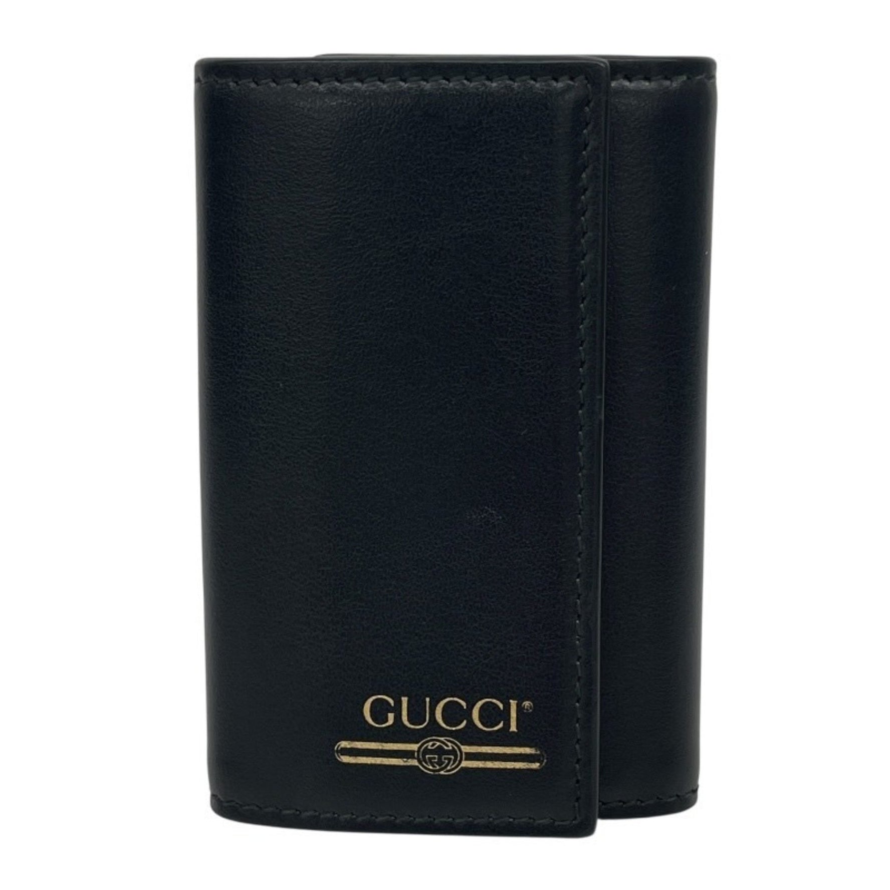 GUCCI key case, leather, men's, logo, ring