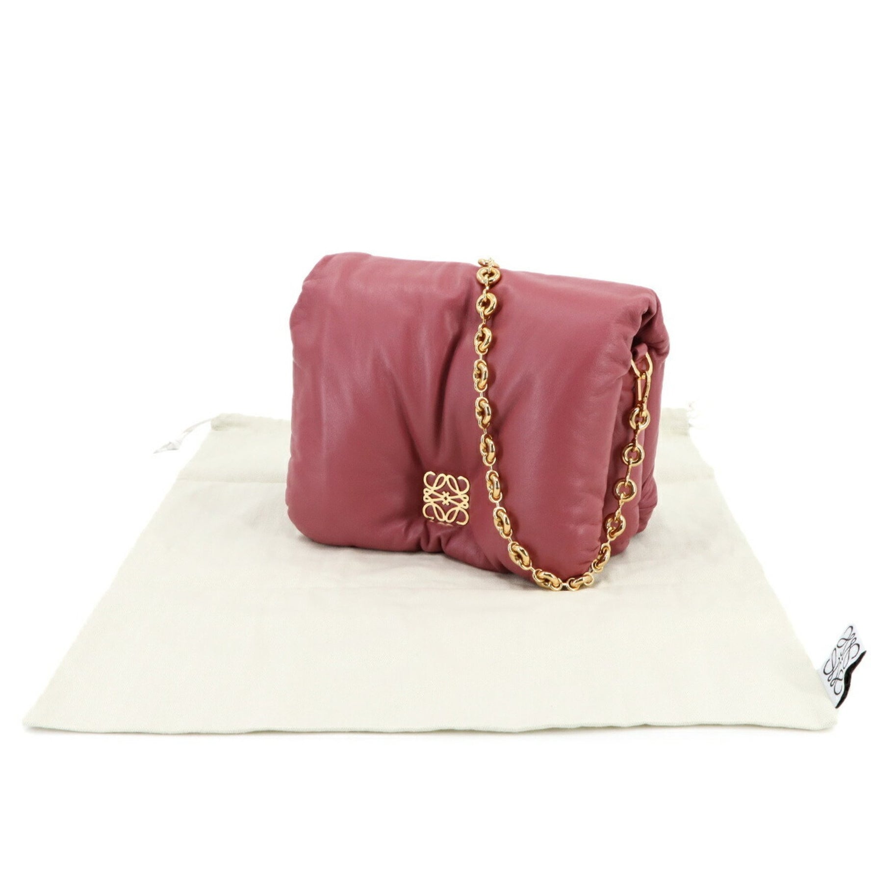 LOEWE Puffer Goya Chain Shoulder Bag in Leather with Gold Hardware