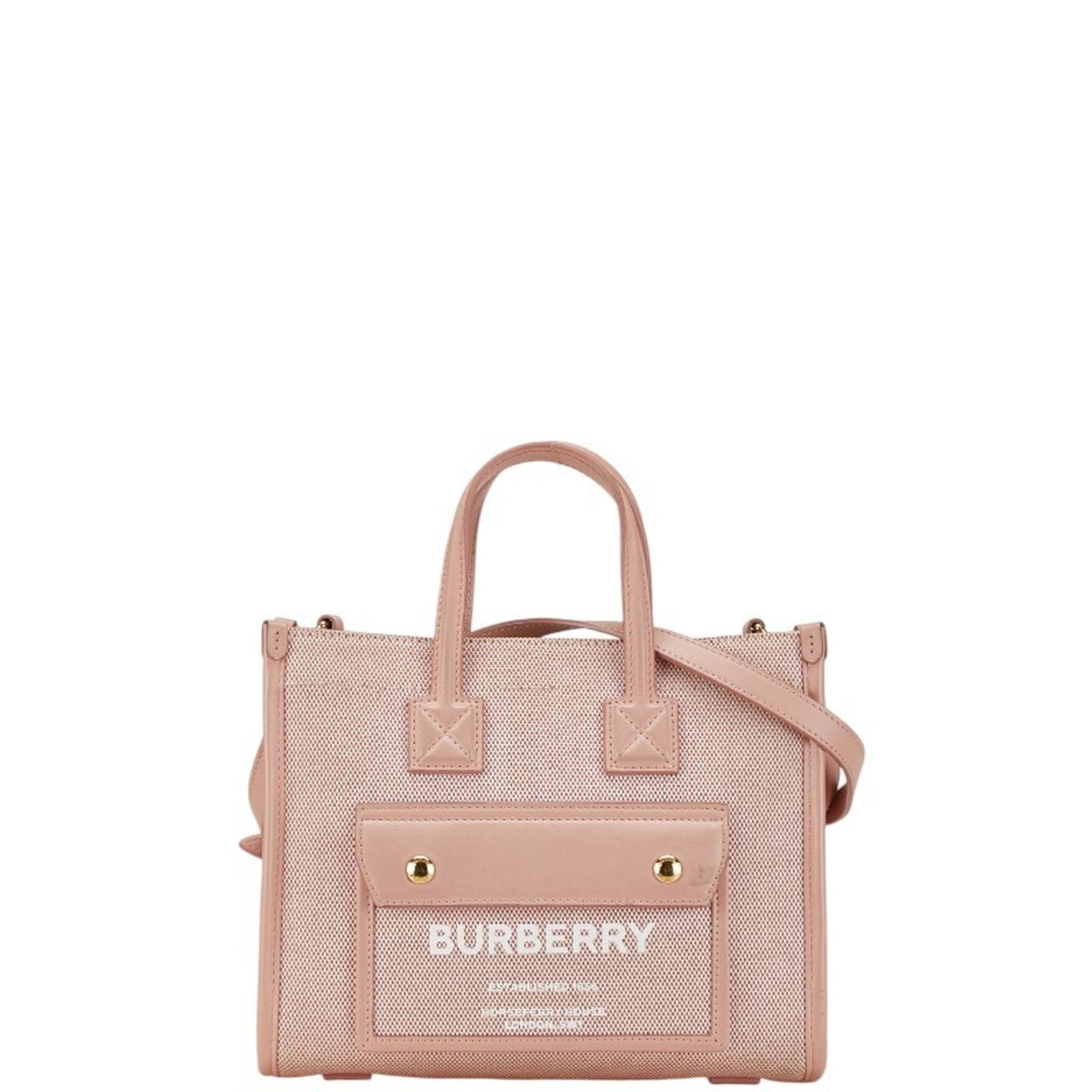 Burberry Tote Bag Shoulder Pink Canvas Women's BURBERRY